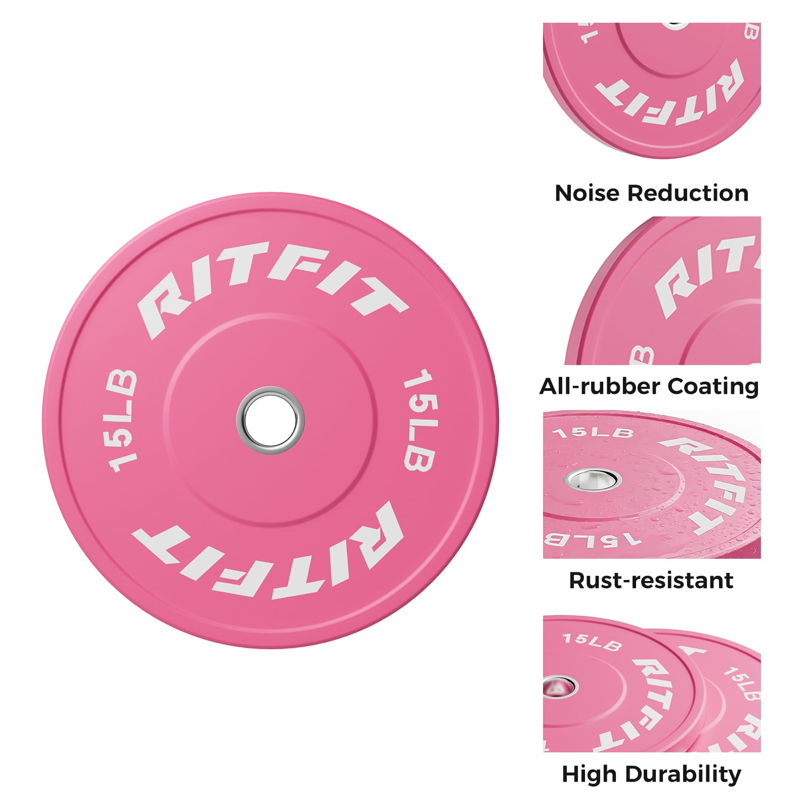 RitFit Pink Weight Plates Olympic Bumper Plates Weight Plates Fit 2" Barbells