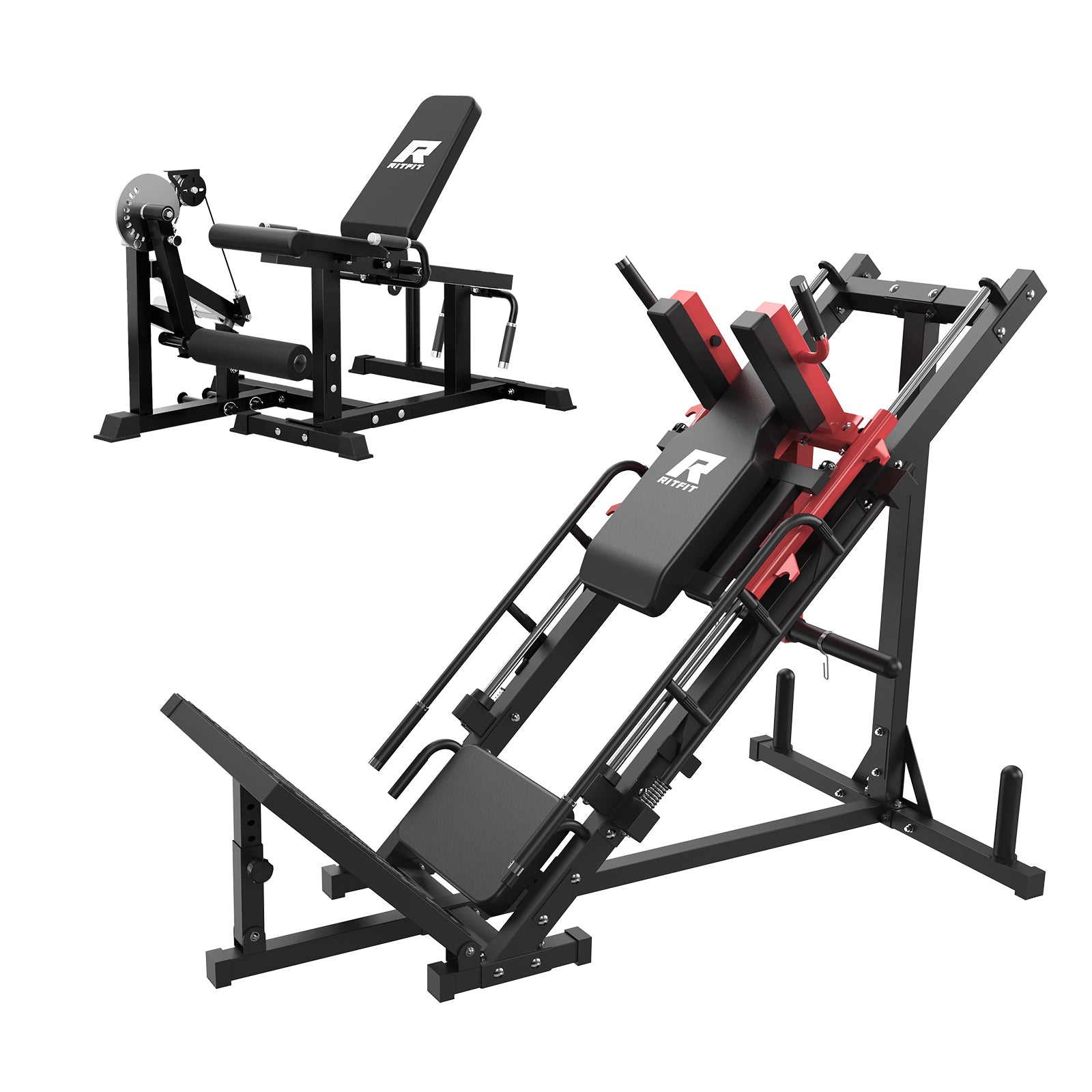 RitFit BLP01 45 Degree 3-in-1 Leg Press Hack squat & PLC01 Leg Extension Curl Machine Set for Home Gym