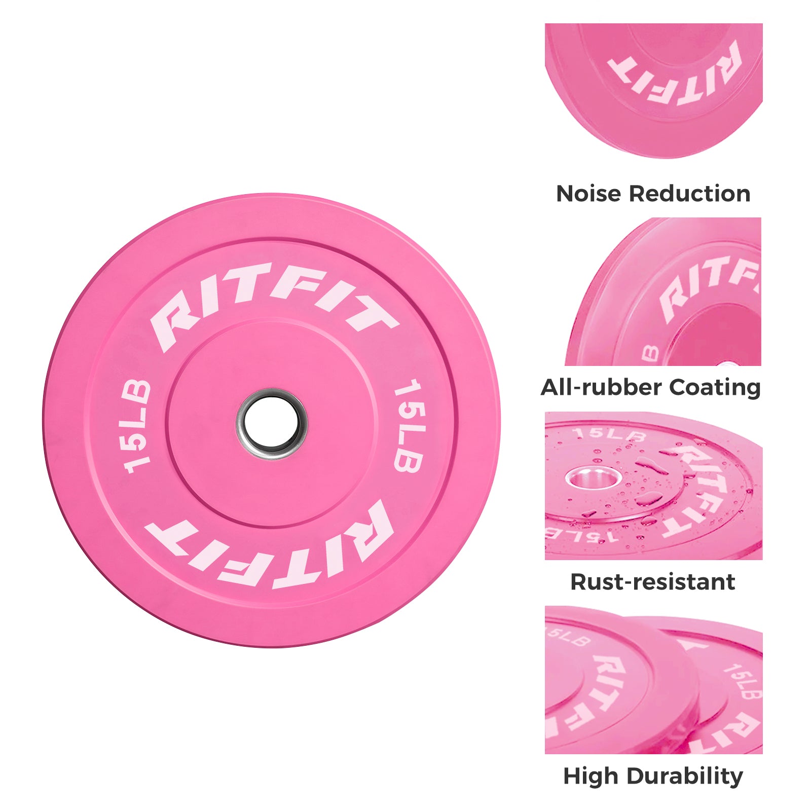 RitFit Pink Weight Plates Olympic Bumper PlatesWeight Plates Fit 2" Barbells - RitFit