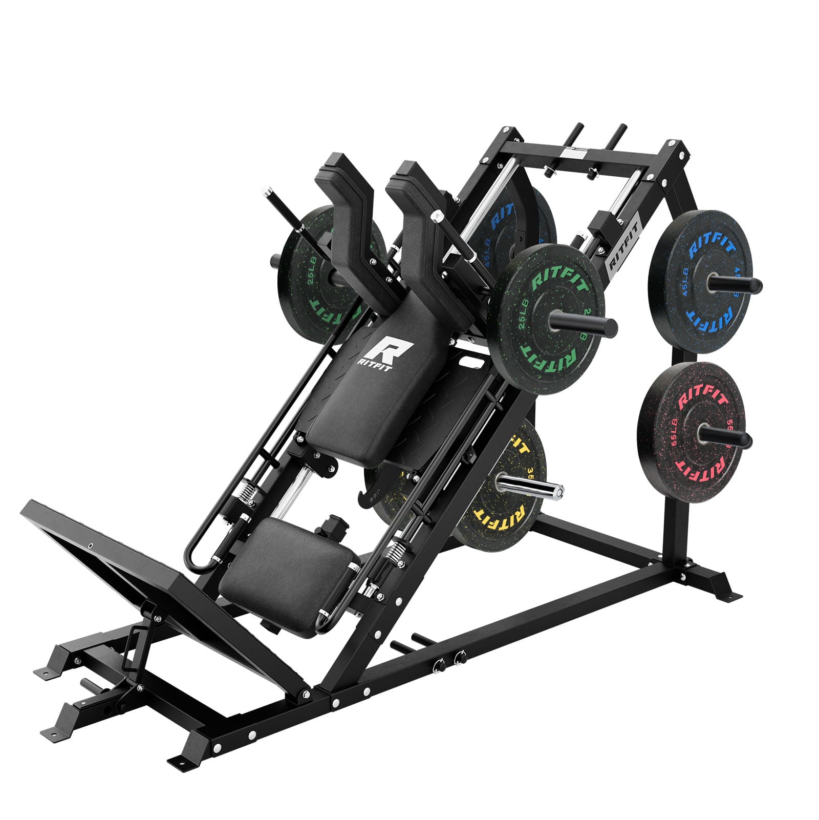 RitFit Gazelle Pro 3-in-1 leg press and hack squat machine set for strength training, showing the compact workout equipment.