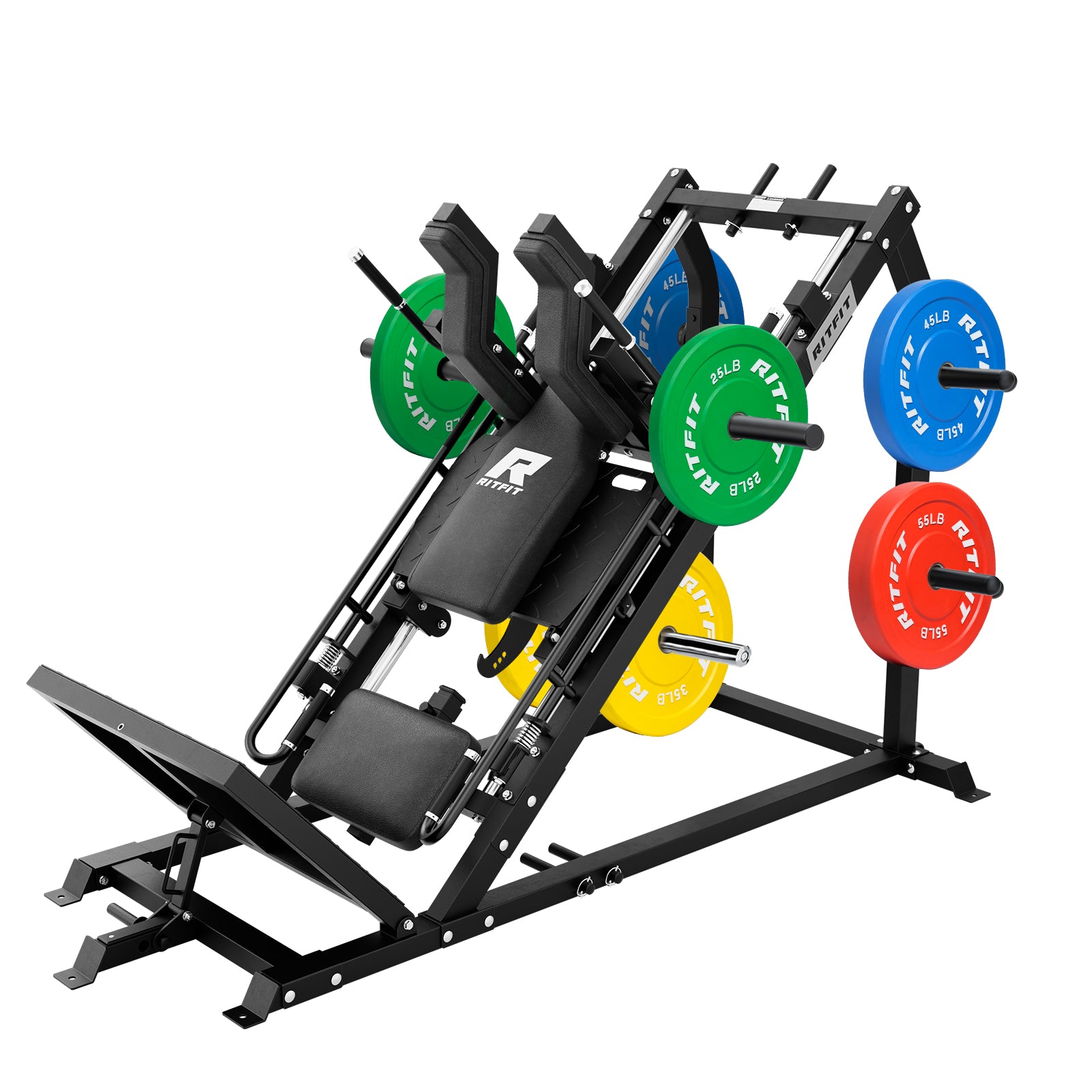 RitFit Gazelle Pro 3-in-1 leg press and hack squat machine set for strength training with adjustable components and sturdy design.