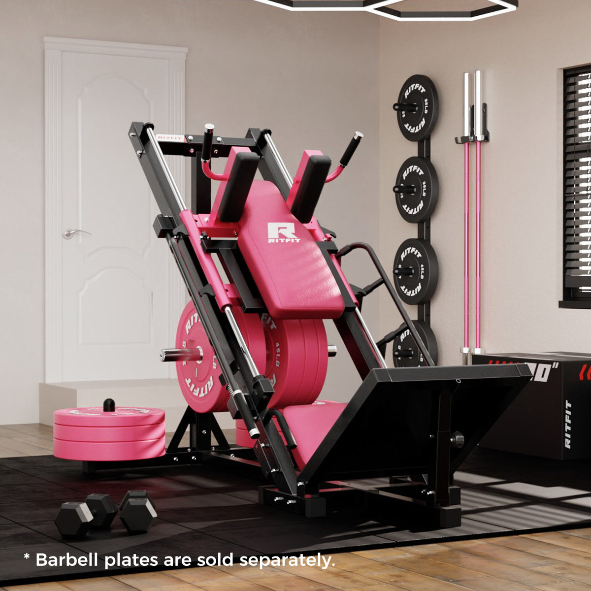 RitFit BLP01 45 Degree 3-In-1 Leg Press Hack Squat and Calf Raise Mach