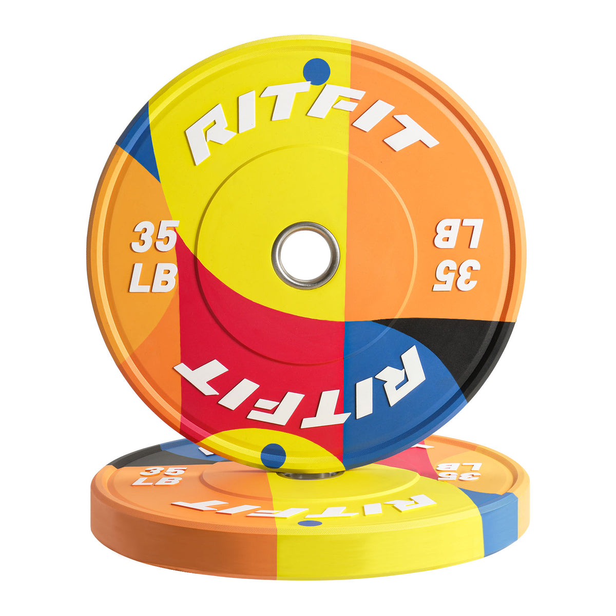 RitFit Memphis bumper weight plates, 35LB, durable black rubber for home gym strength training and weightlifting exercises.