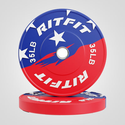 RitFit Patriotic Color Bumper Plates 2 Inch Olympic Rubber Weight Plates