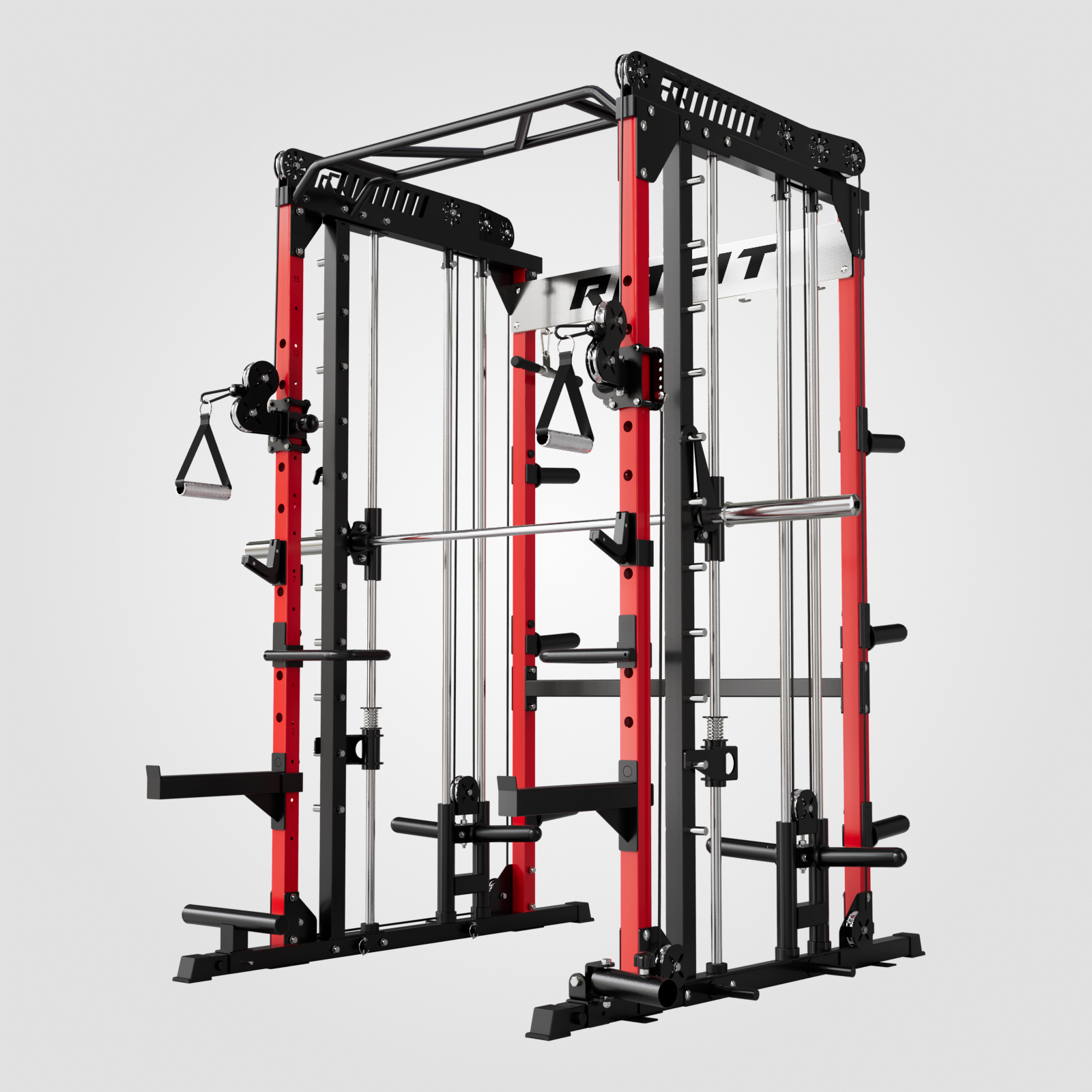 RitFit Power Squat Rack Power Cage Lat Pull Down Machine