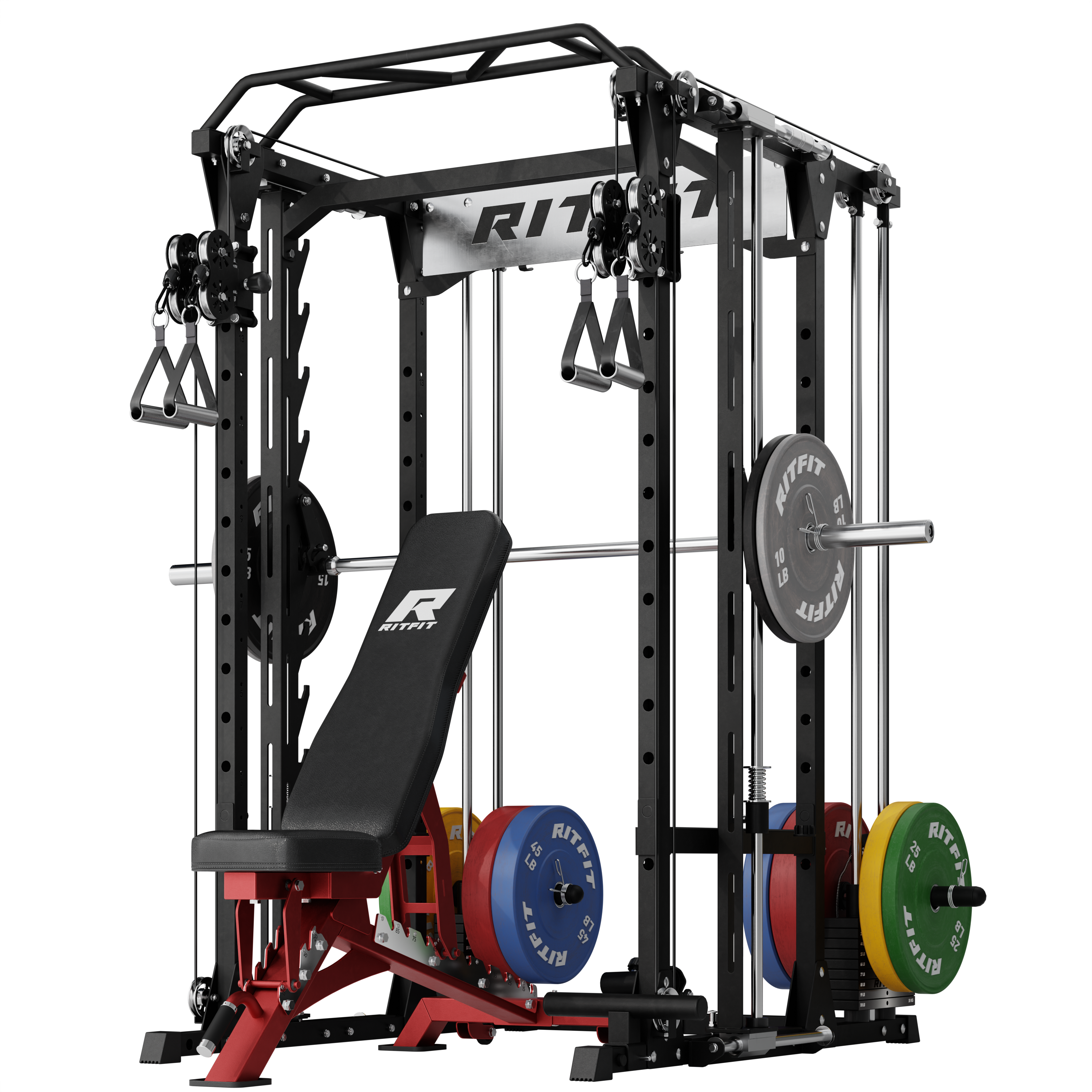 RitFit P9 multi-functional modular power cage with 3D Smith machine and adjustable dual cable system
