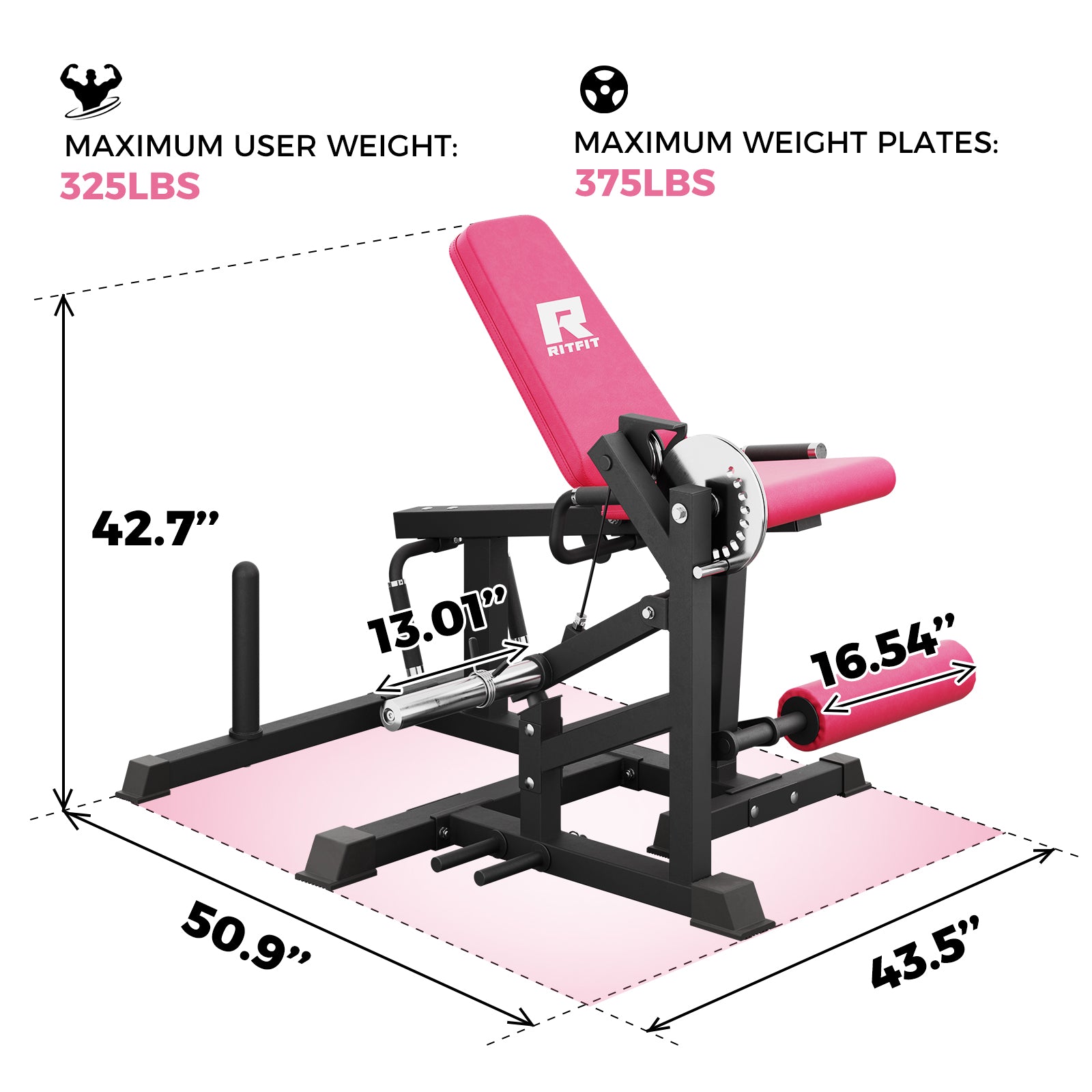 RitFit Pink PLC01 Leg Extension Curl Machine