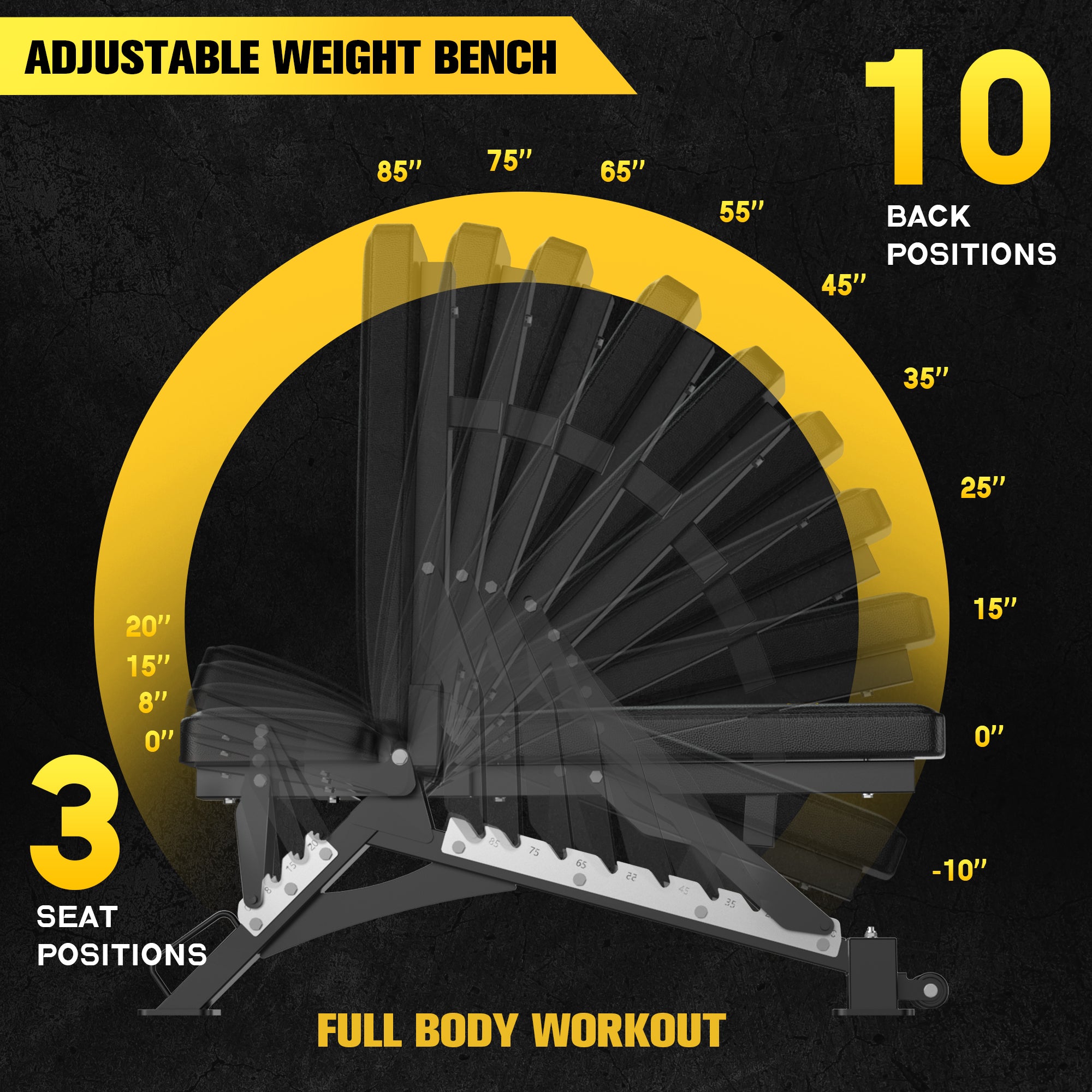 ToughFit 1300LB Adjustable Weight Bench - RitFit