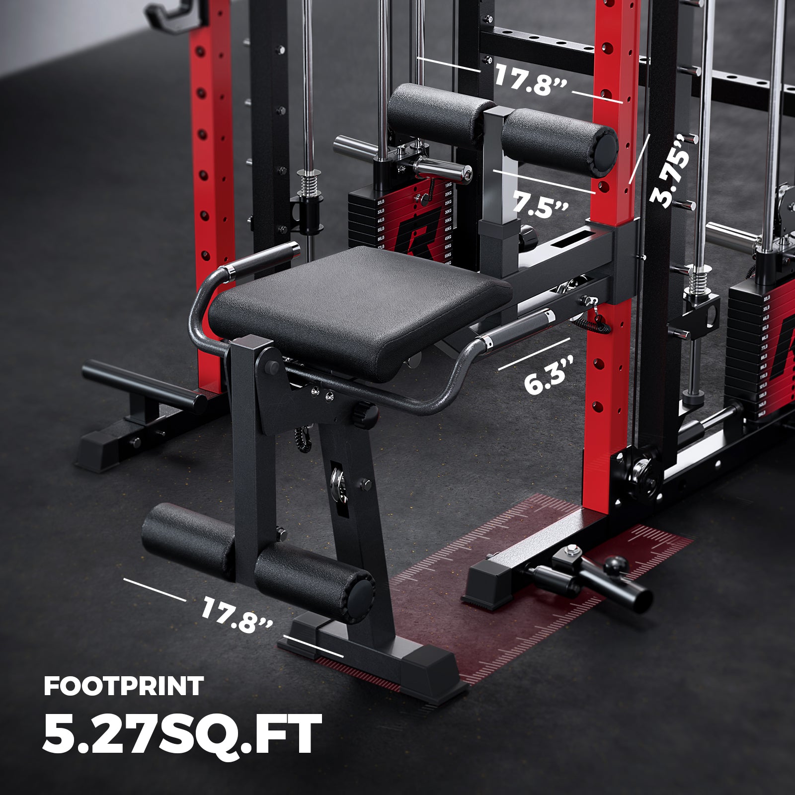 RitFit LEM2 Leg Extension Rack Attachment for M2 gym equipment, shown attached with padded support for leg exercises.
