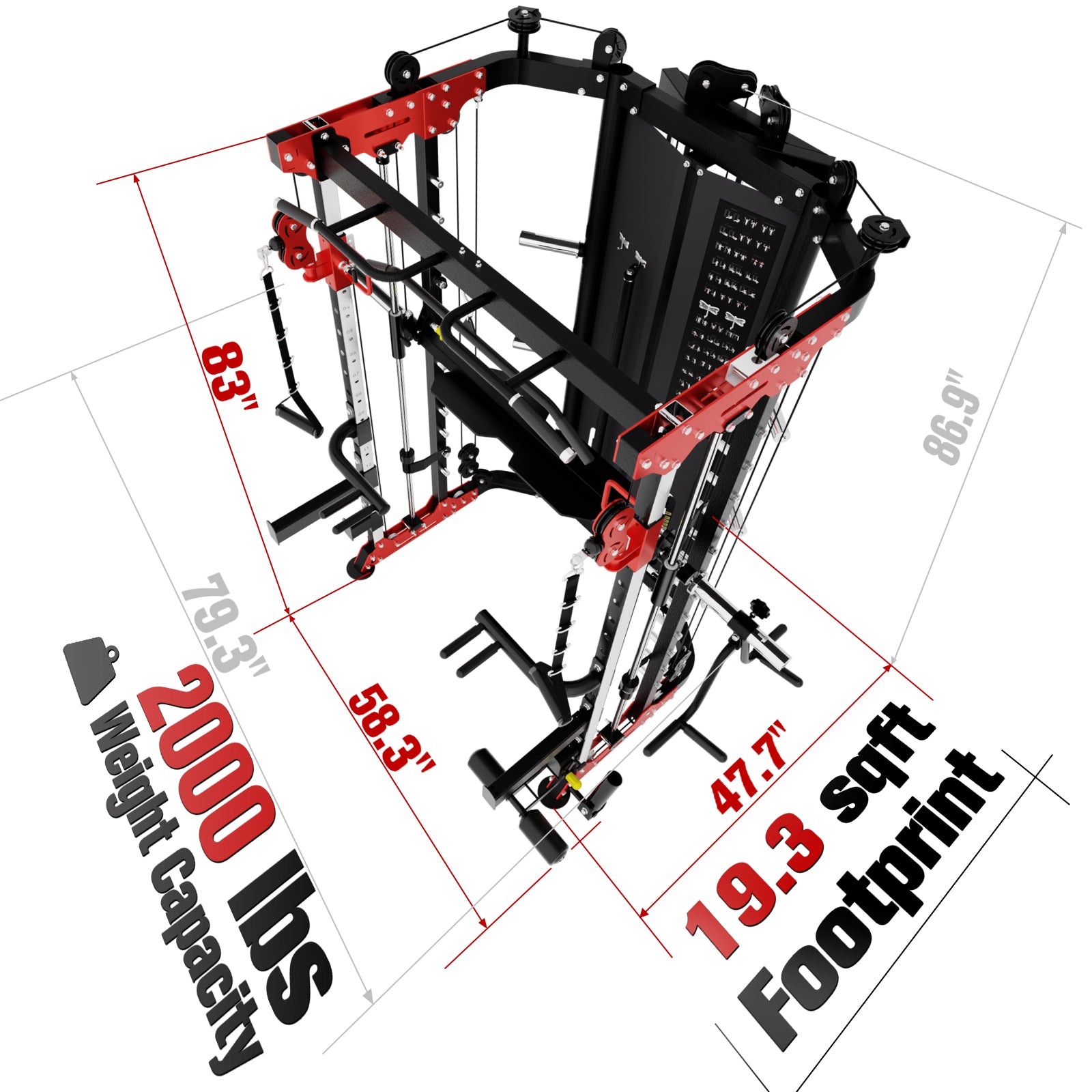 RitFit BPC05 Multifunctional Smith Machine with 260LB Weight Stacks