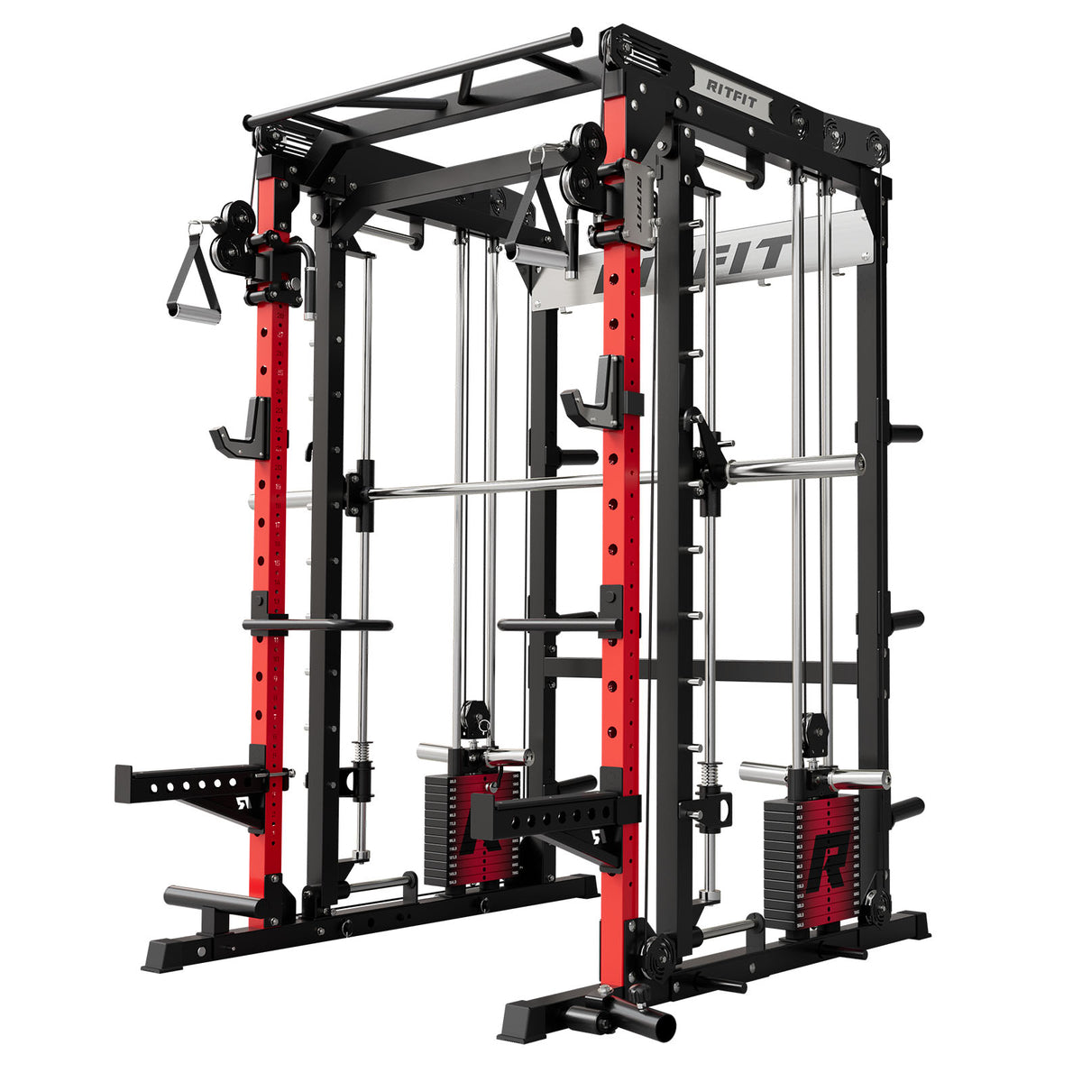 RitFit M2 multi-functional modular home gym Smith machine with red and black steel frame