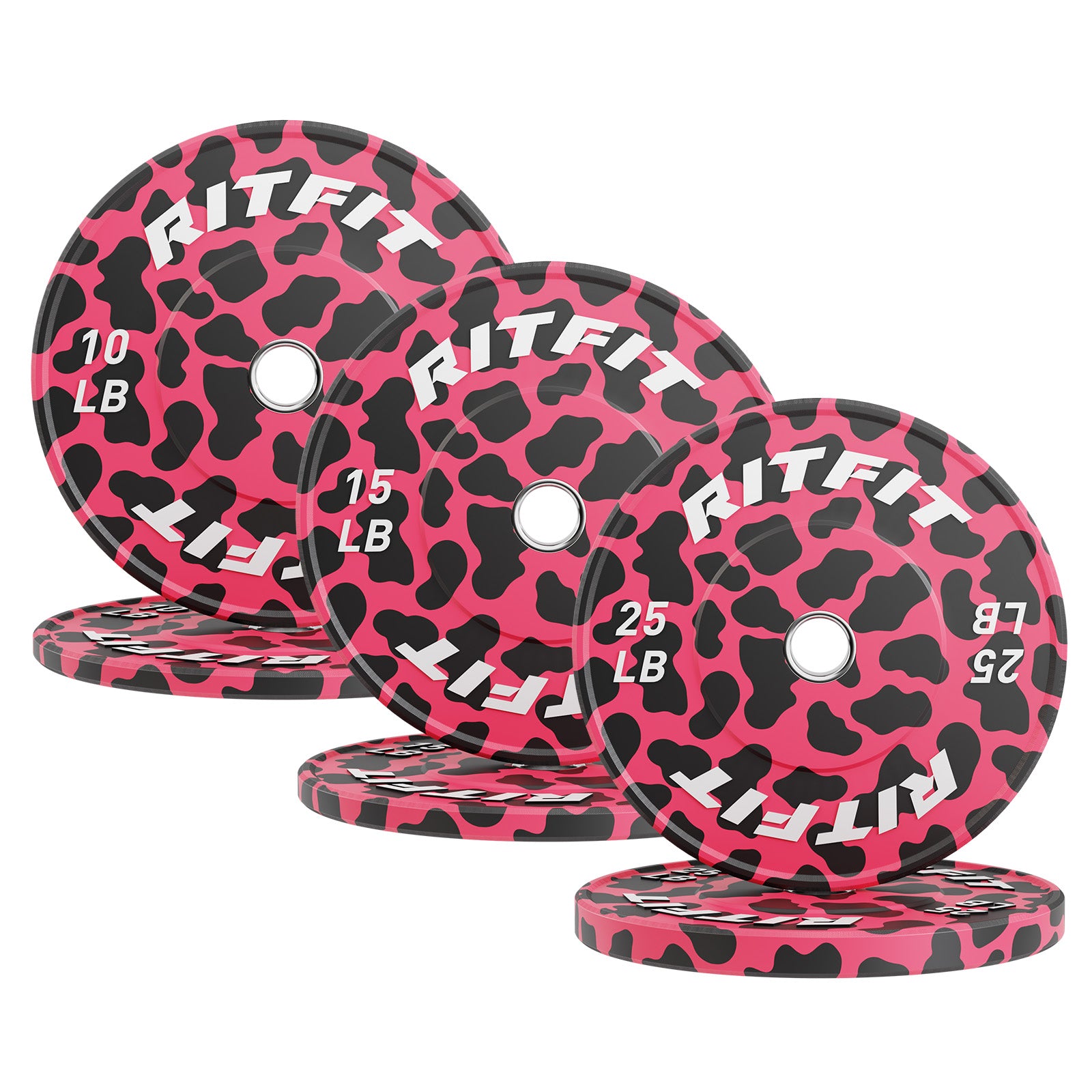 RitFit Pink leopard print bumper plates Olympic 2-Inch Rubber - RitFit
