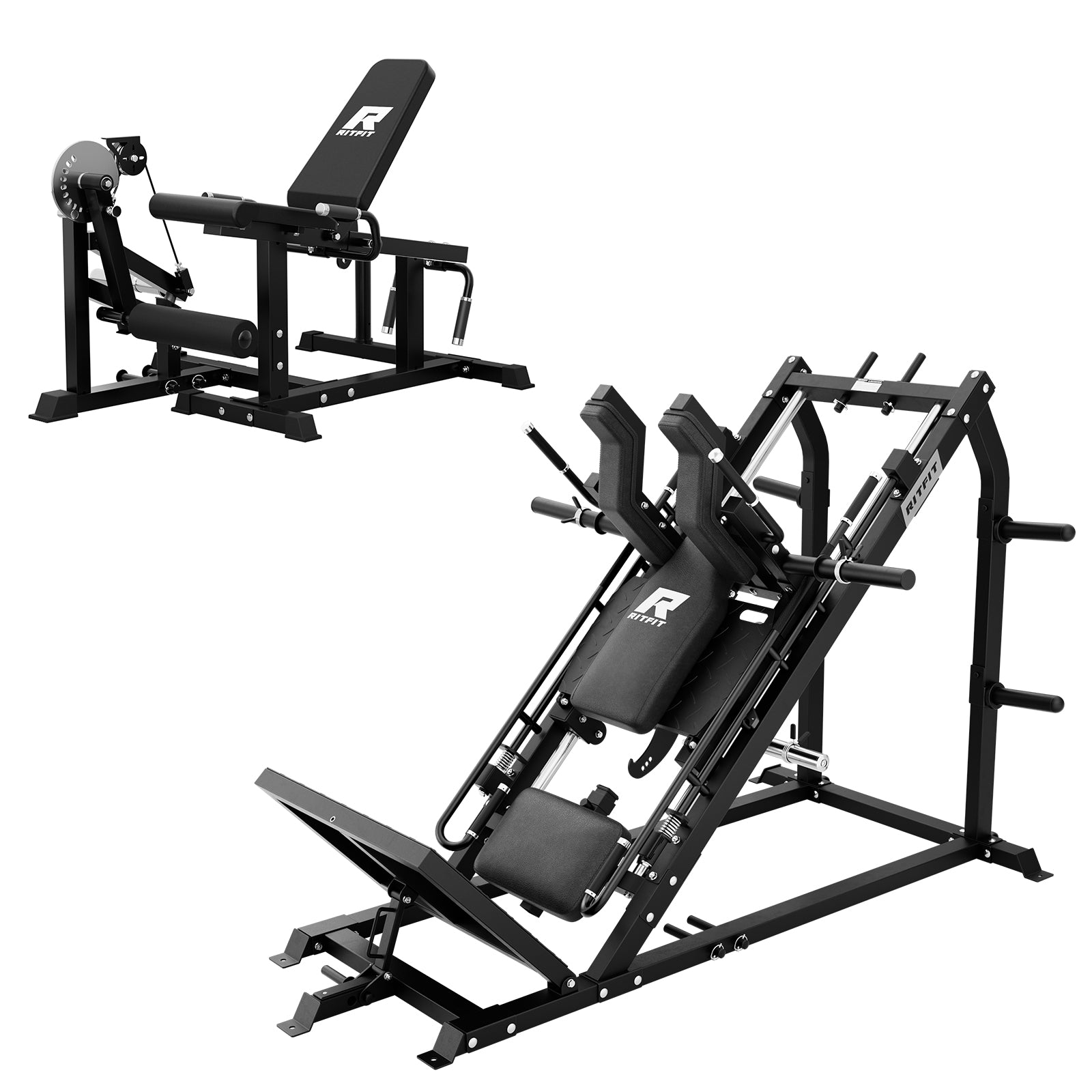 RitFit GAZELLE PRO leg press and hack squat machine shown during workout setup