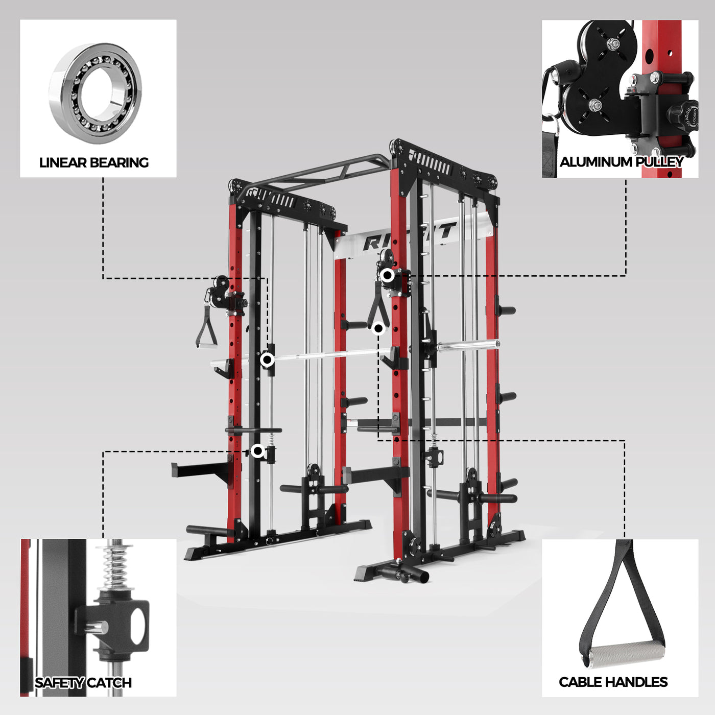 RitFit Pink M1 Multi-Functional Smith Machine 2.0 with Cable Crossover