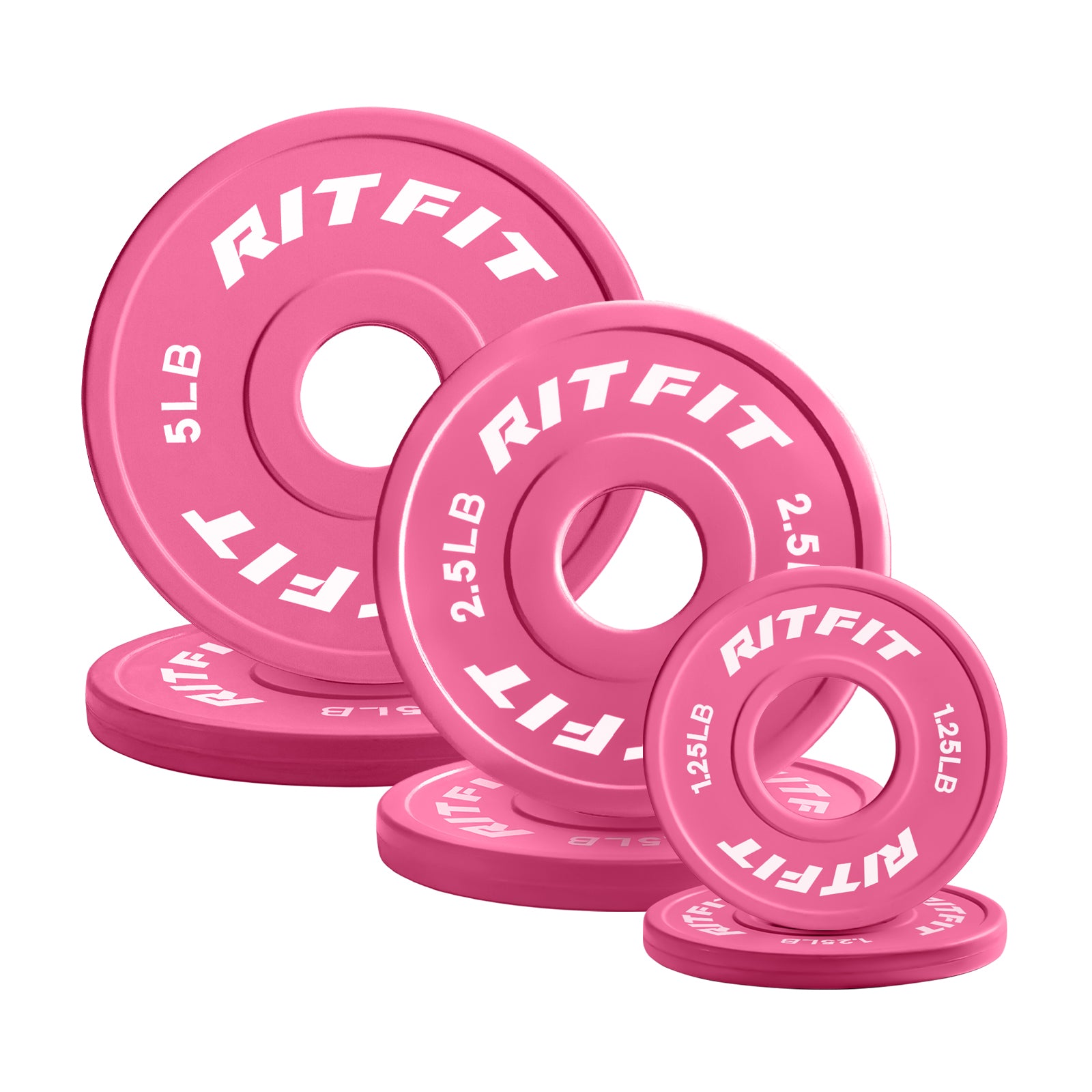 RitFit Mini Rubber Weight Plates | Pink Standard Set for Home Gym