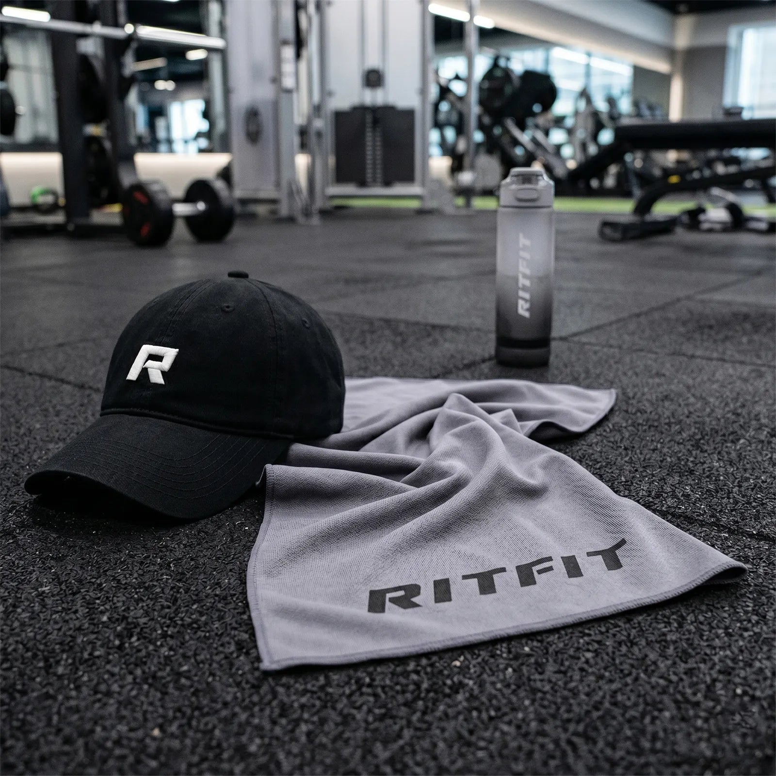 RitFit Gym Essentials Kit accessories including resistance bands, workout gloves, and a jump rope on a white background.