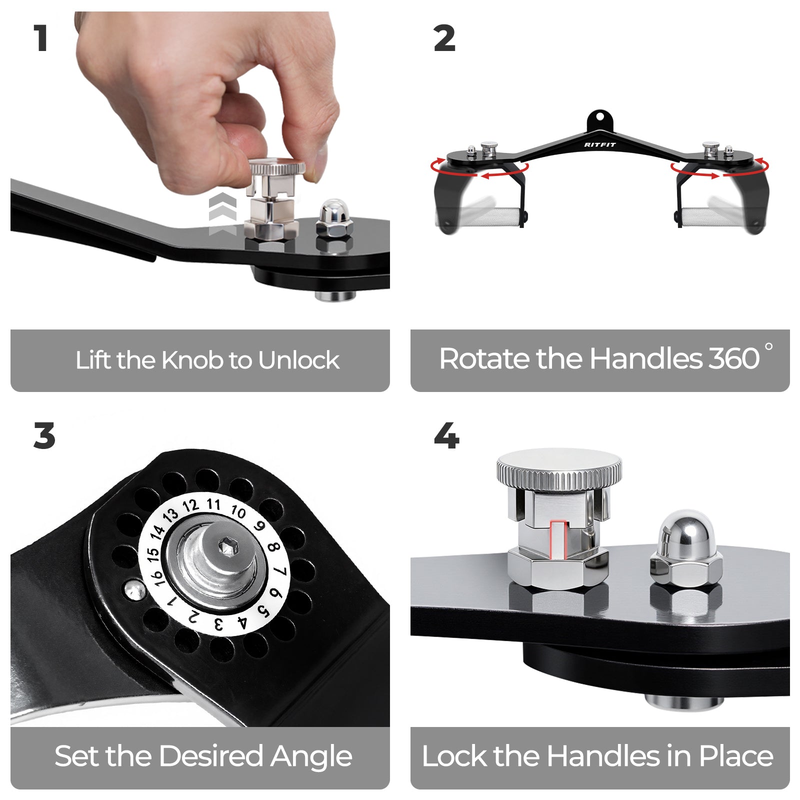 RitFit Adjustable Aluminum Alloy Gym Handle Set - RitFit