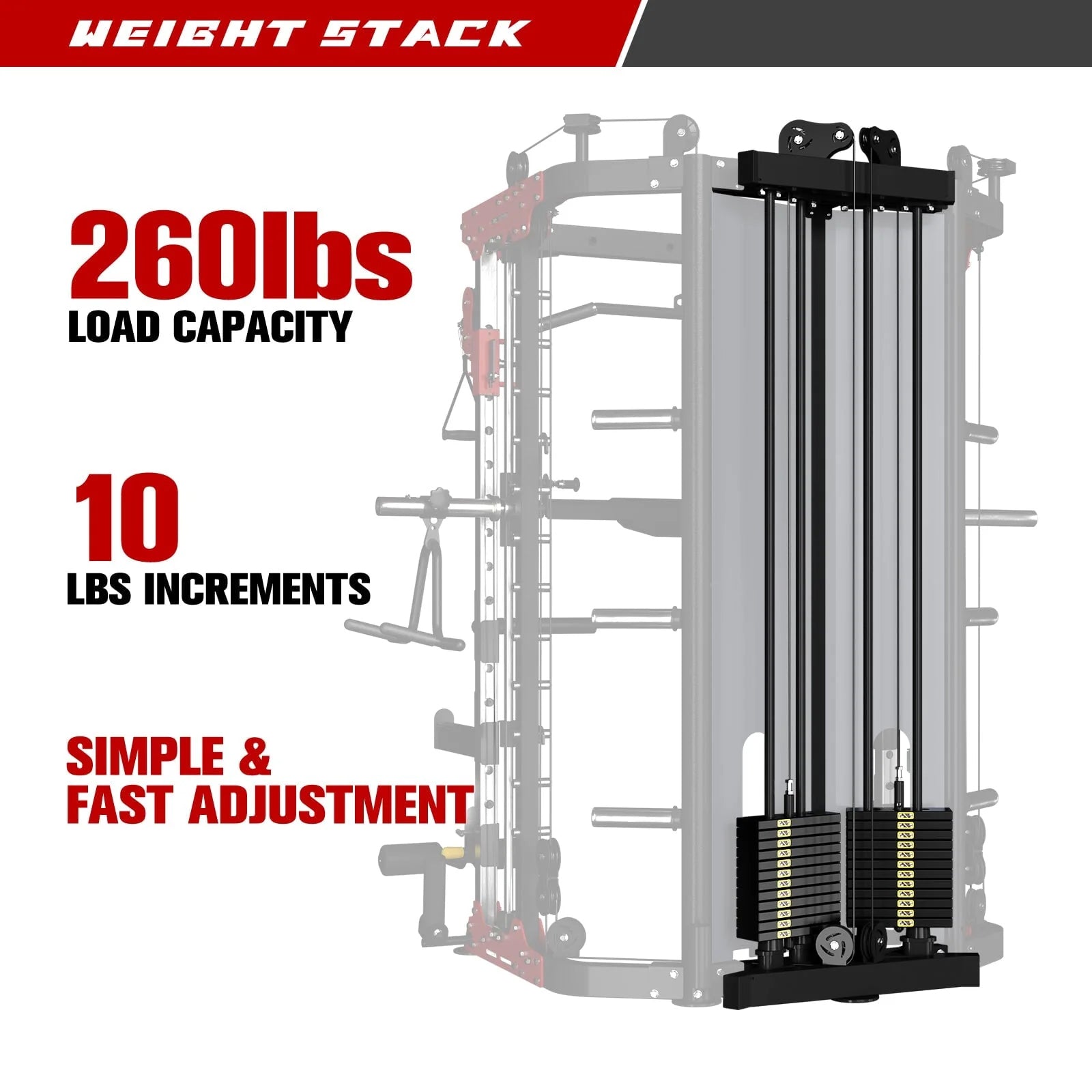 RitFit BPC05 Multifunctional Smith Machine with 260LB Weight Stacks