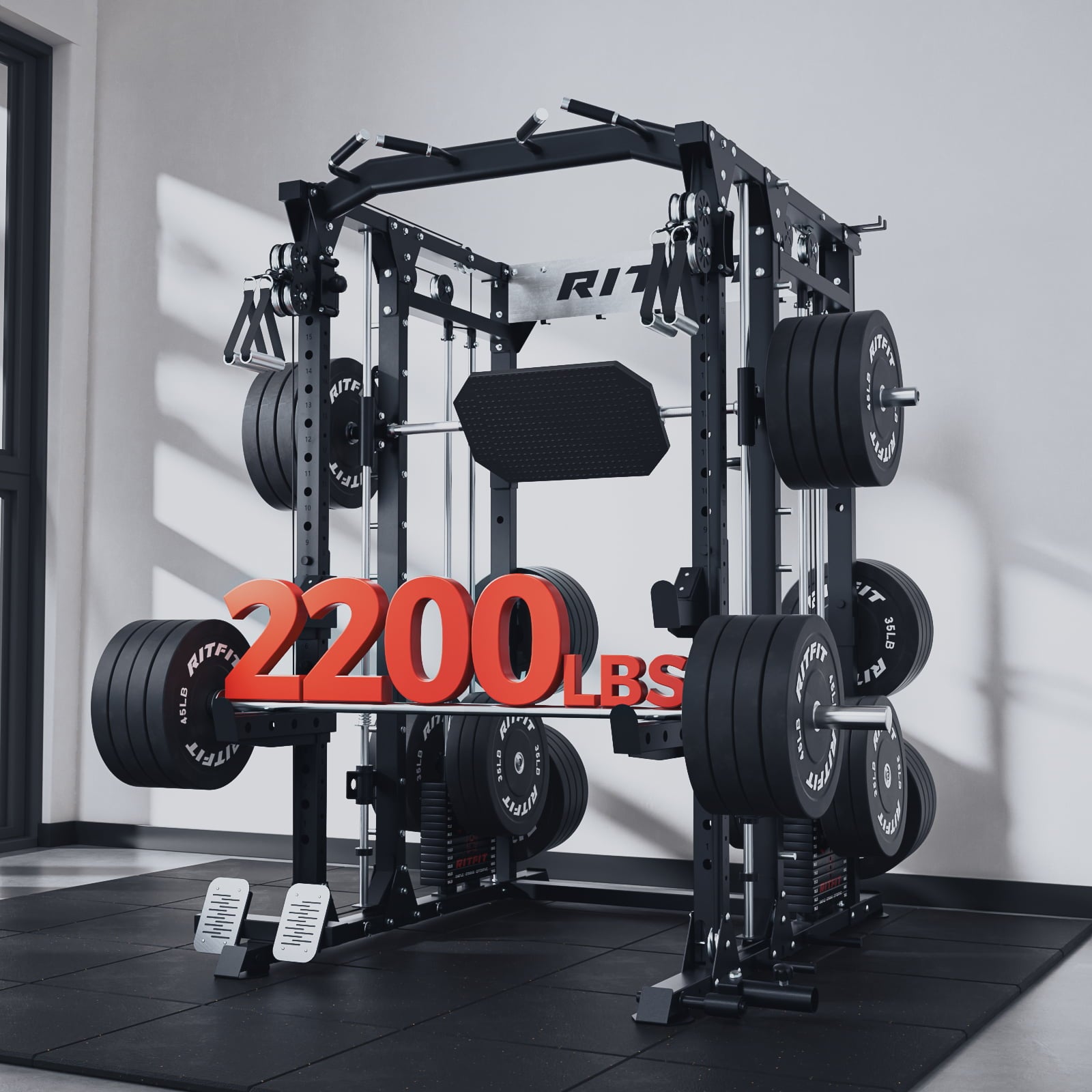 ラットフィンク　マッスルマシーン　セット RitFit Buffalo Wild Smith Machine with Adjustable Dual Cable System
