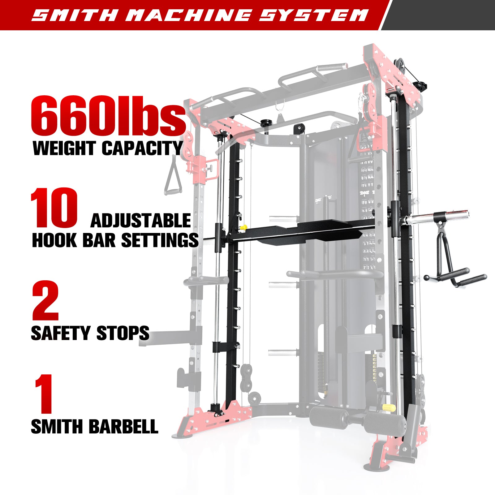 RitFit BPC05 Multifunctional Smith Machine with 260LB Weight Stacks