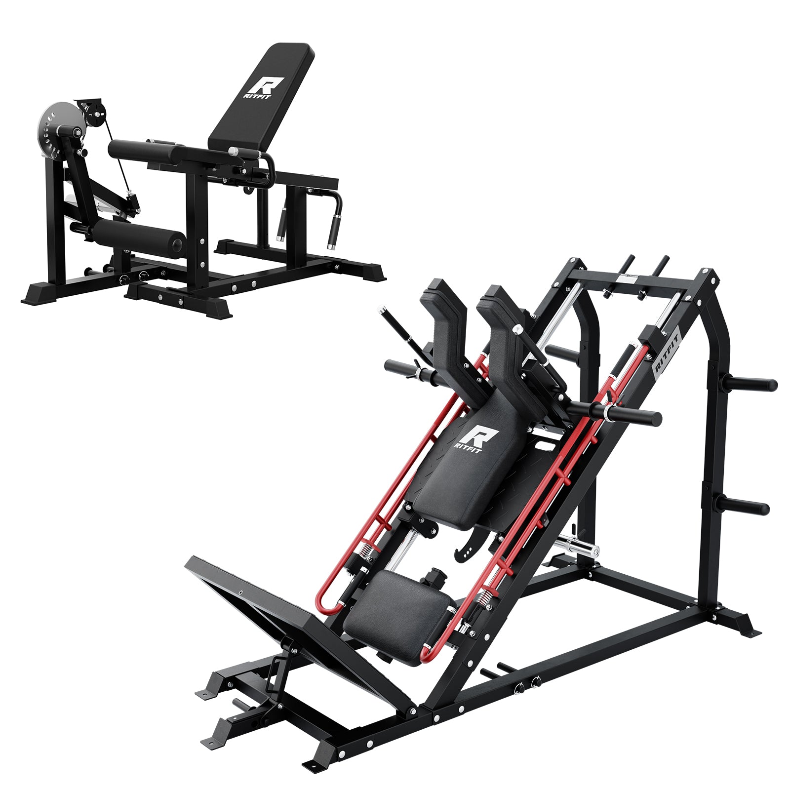 RitFit GAZELLE PRO leg press and hack squat machine shown during workout setup