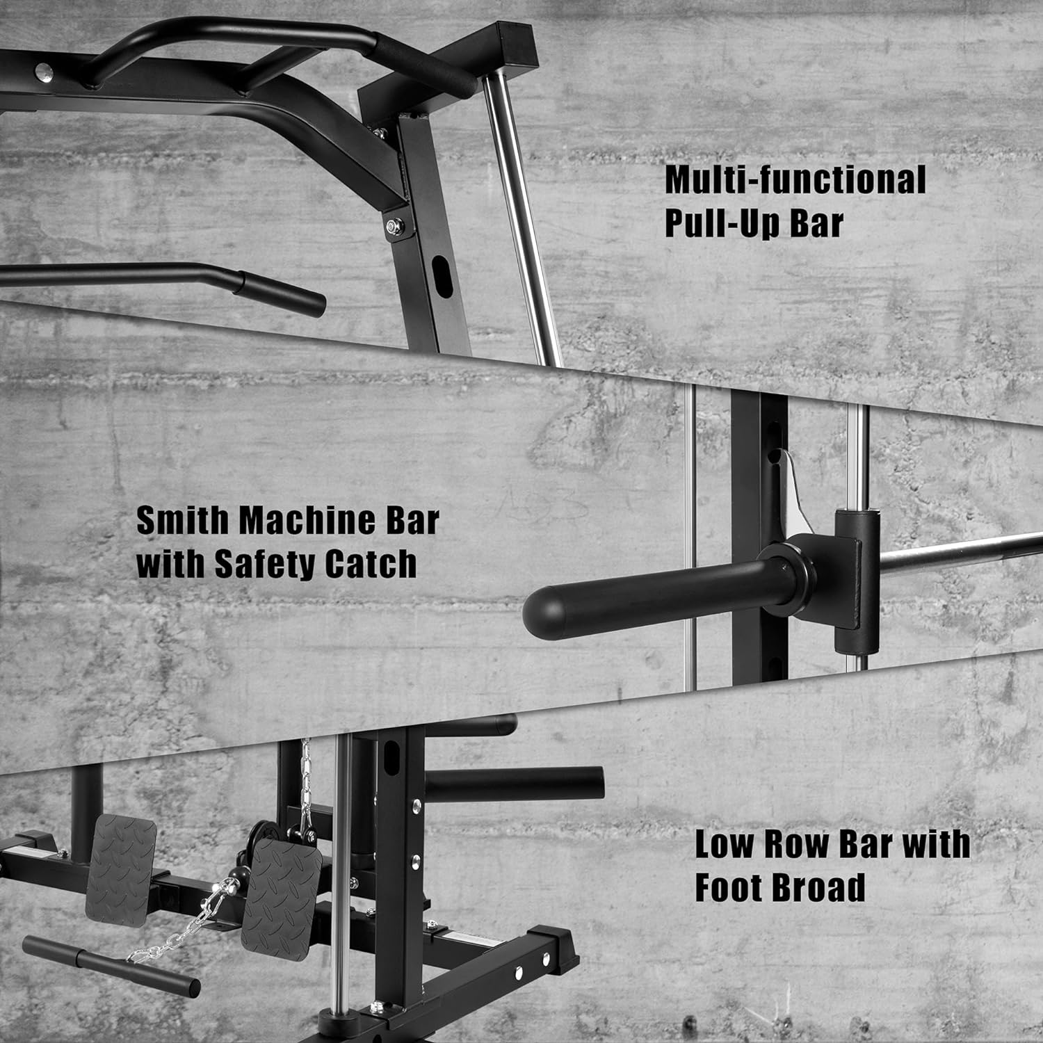 RitFit Smith Machine Power Rack with LAT-Pull Down System, Landmine, Barbell Bar, Plate Storage Pegs and More Training Attachment