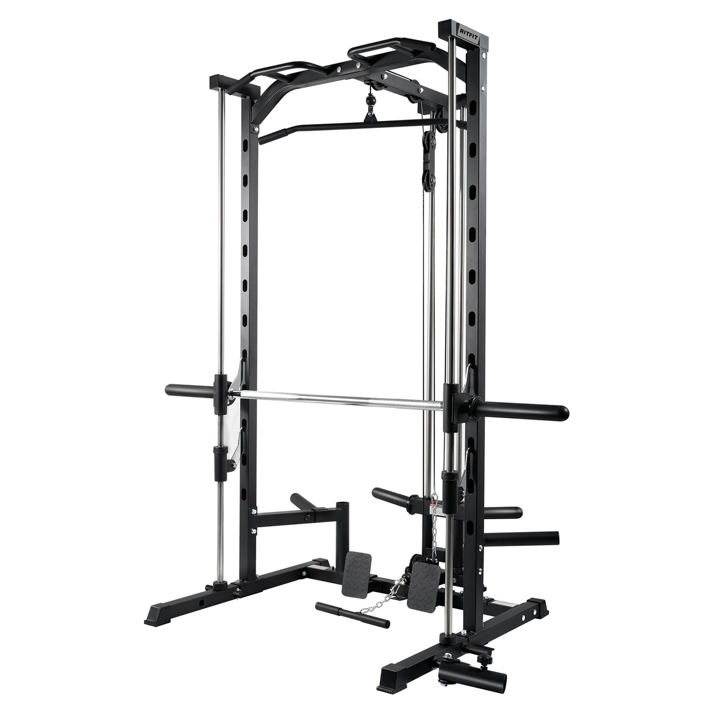 RitFit PSR05 2.0 Multifunctional Smith Machine Power Rack with LAT-Pul