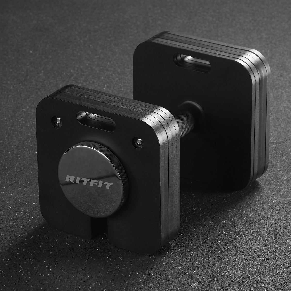 RitFit adjustable dumbbell set with rack and attachments for home gym strength training