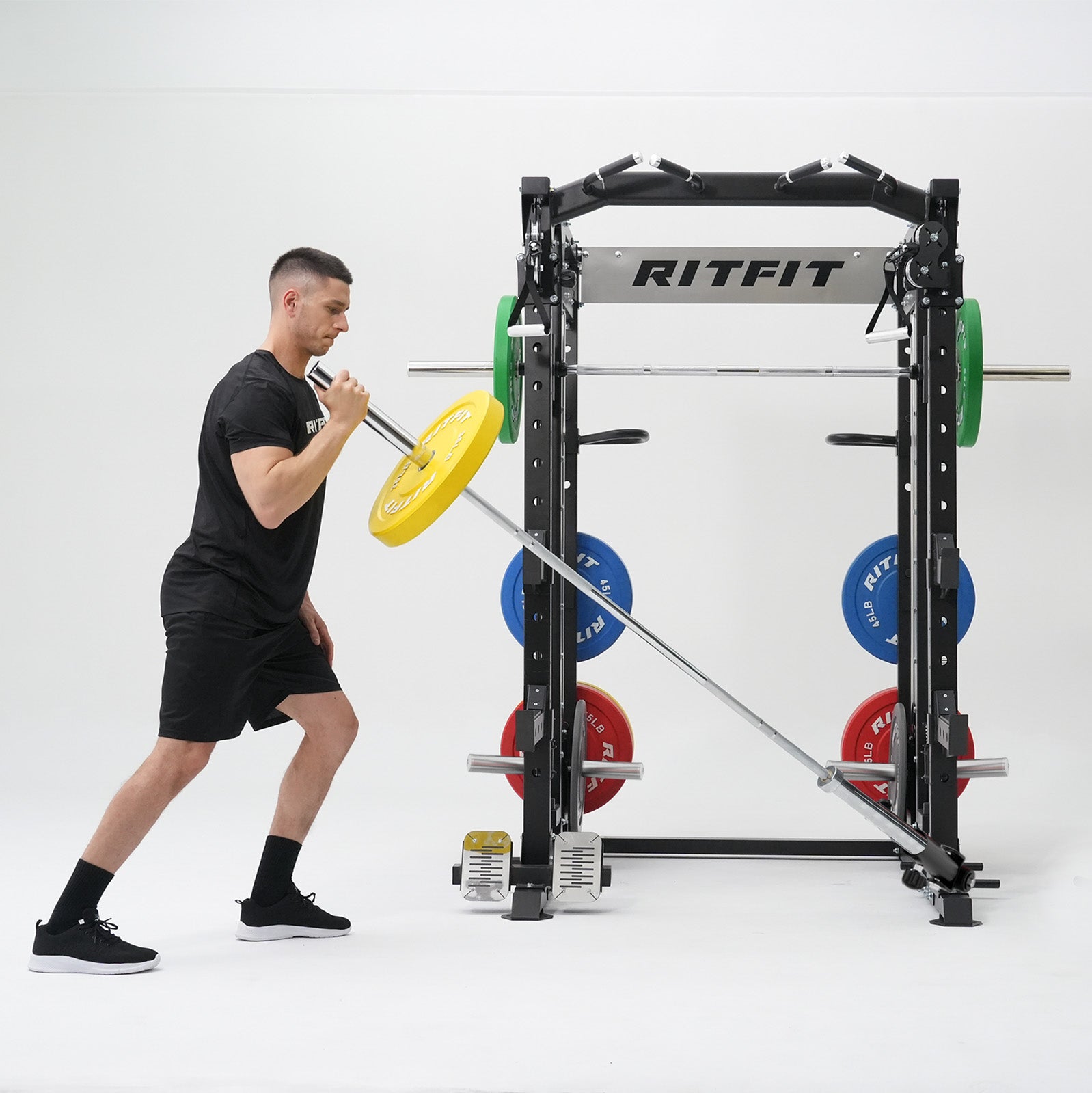 RitFit BUFFALO Smith Machine Home Gym Package with Lat Pull Down and Cable Crossover