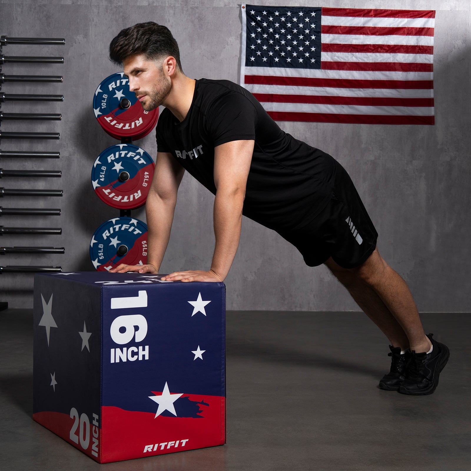 RitFit Patriotic Color 3-in-1 Foam Plyo Box Jump Platform - RitFit