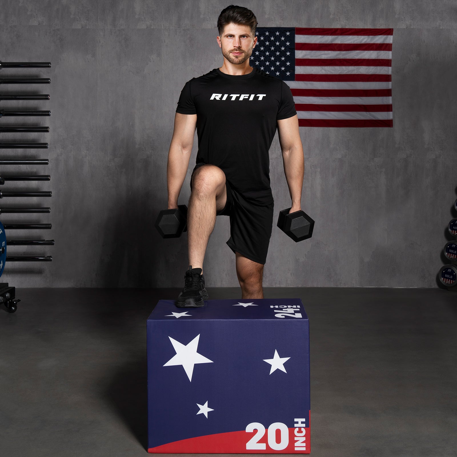 RitFit Patriotic Color 3-in-1 Foam Plyo Box Jump Platform - RitFit