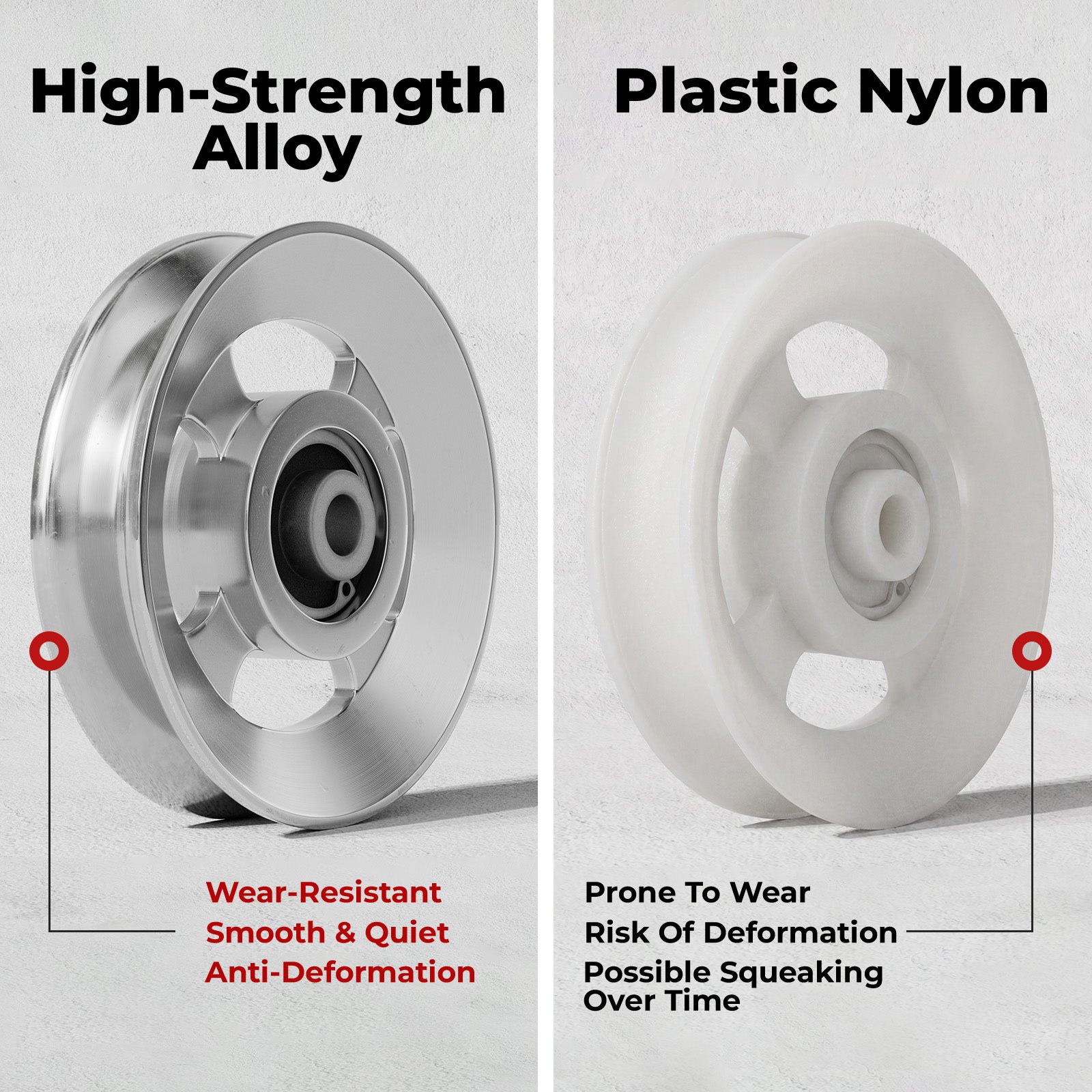 High-strength alloy pulley versus plastic nylon wheel for RitFit BPC06 Smith Machine comparison