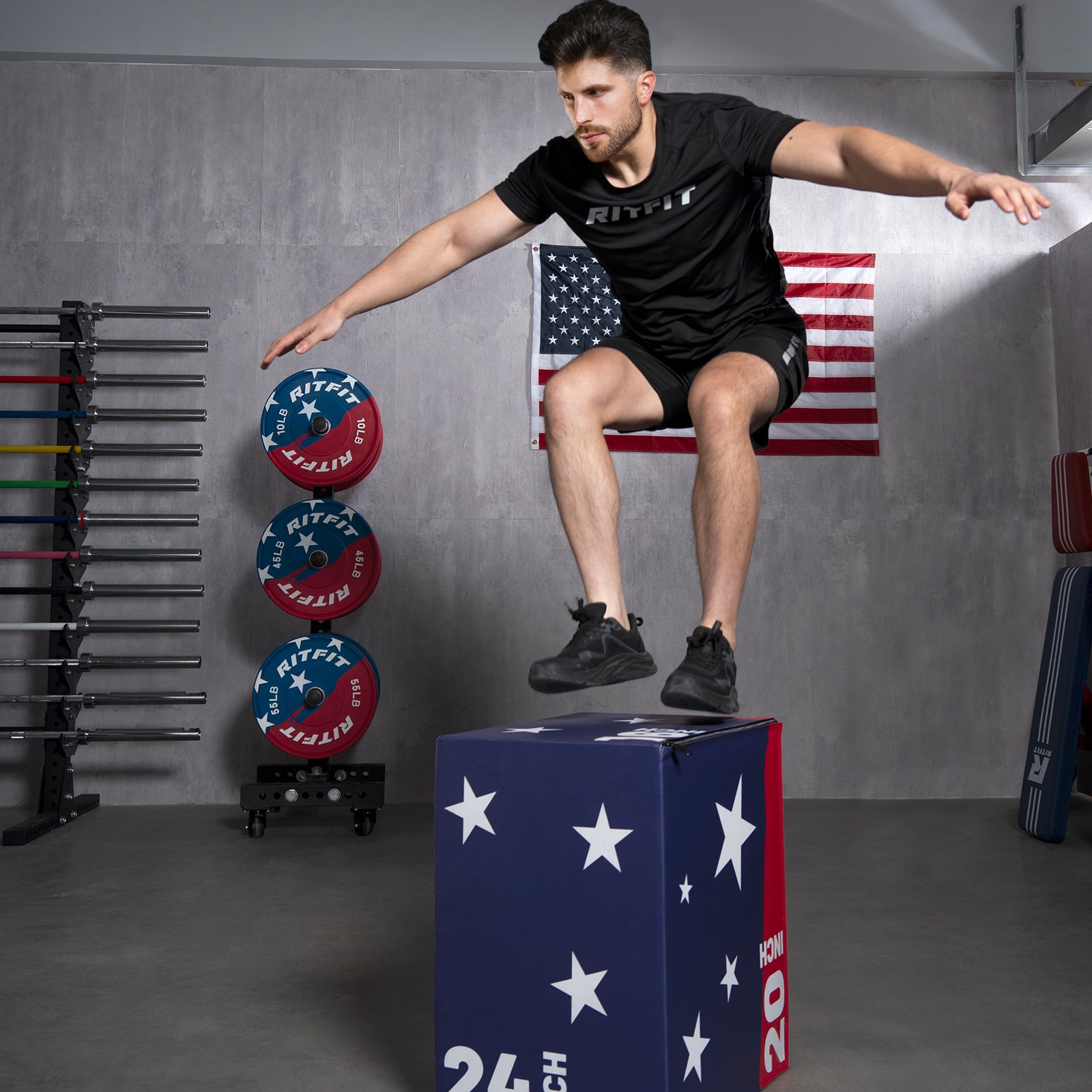 RitFit Patriotic Color 3-in-1 Foam Plyo Box Jump Platform - RitFit