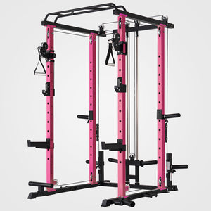 RitFit P3 Pink Power Cage 1200lbs with Smooth Cable System & Aluminum Pulleys