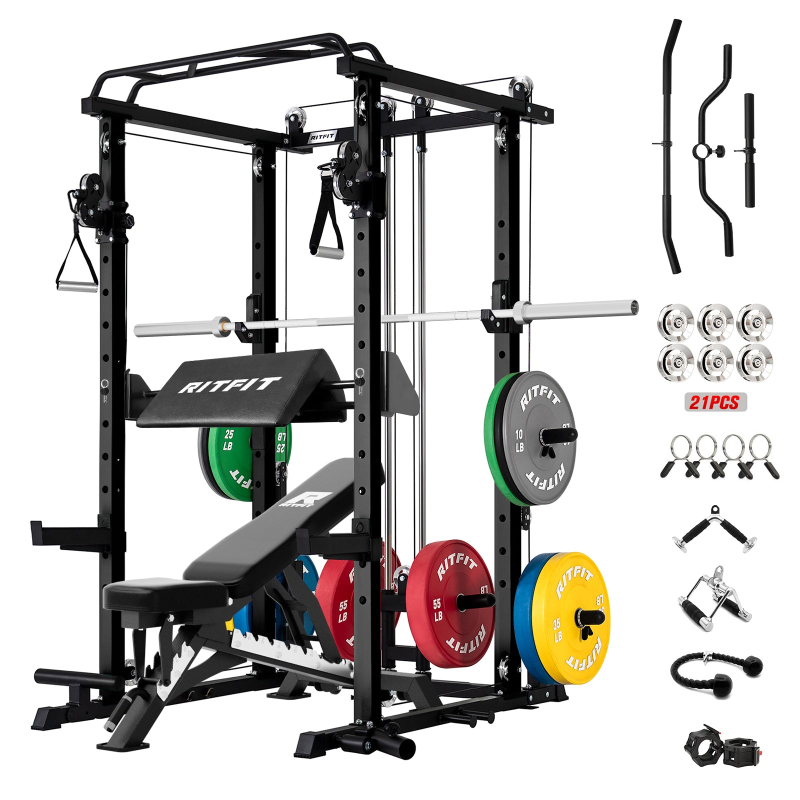 RitFit P3 Power Cage 1200lbs Home Gym Package