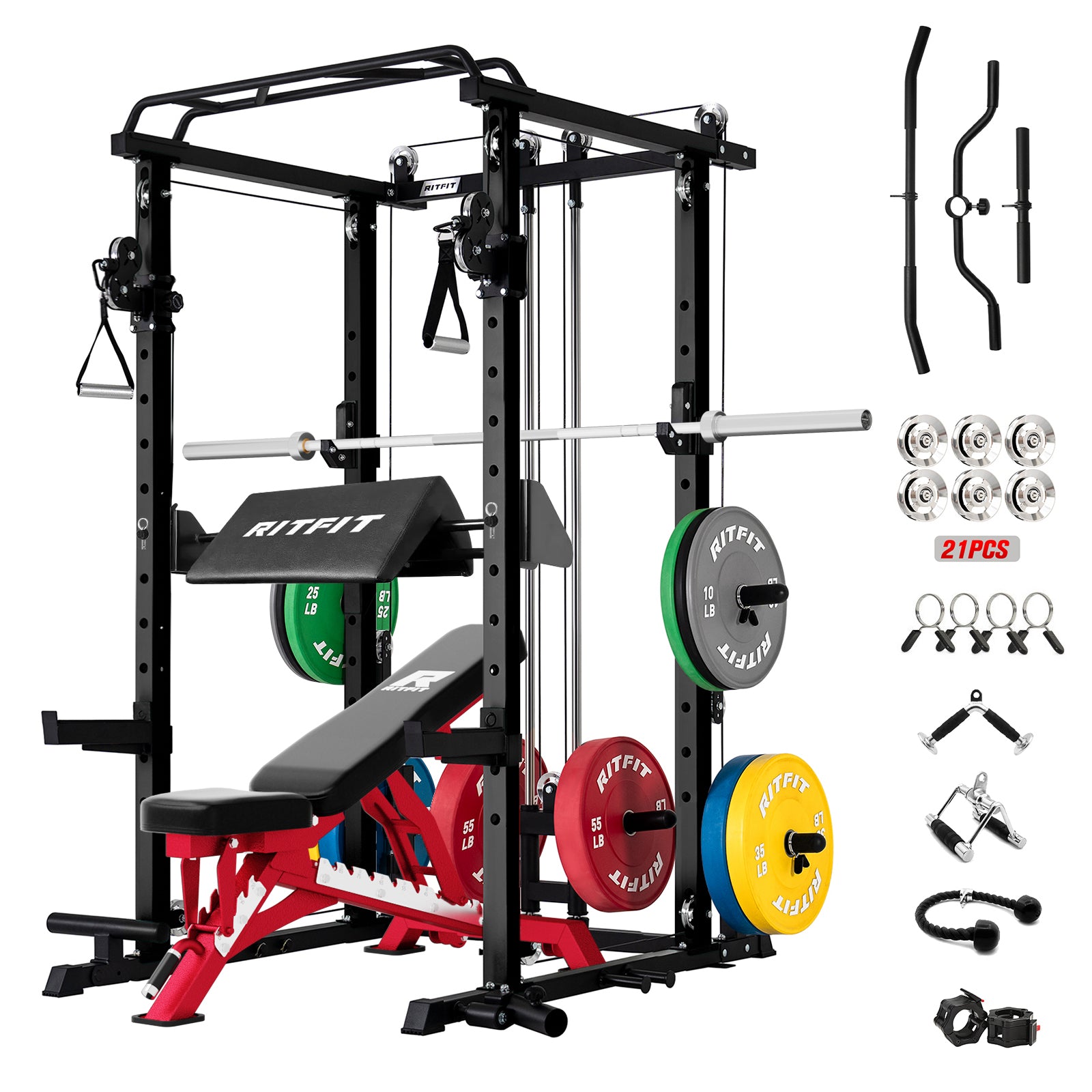 RitFit P3 Power Cage 1200lbs Home Gym Package
