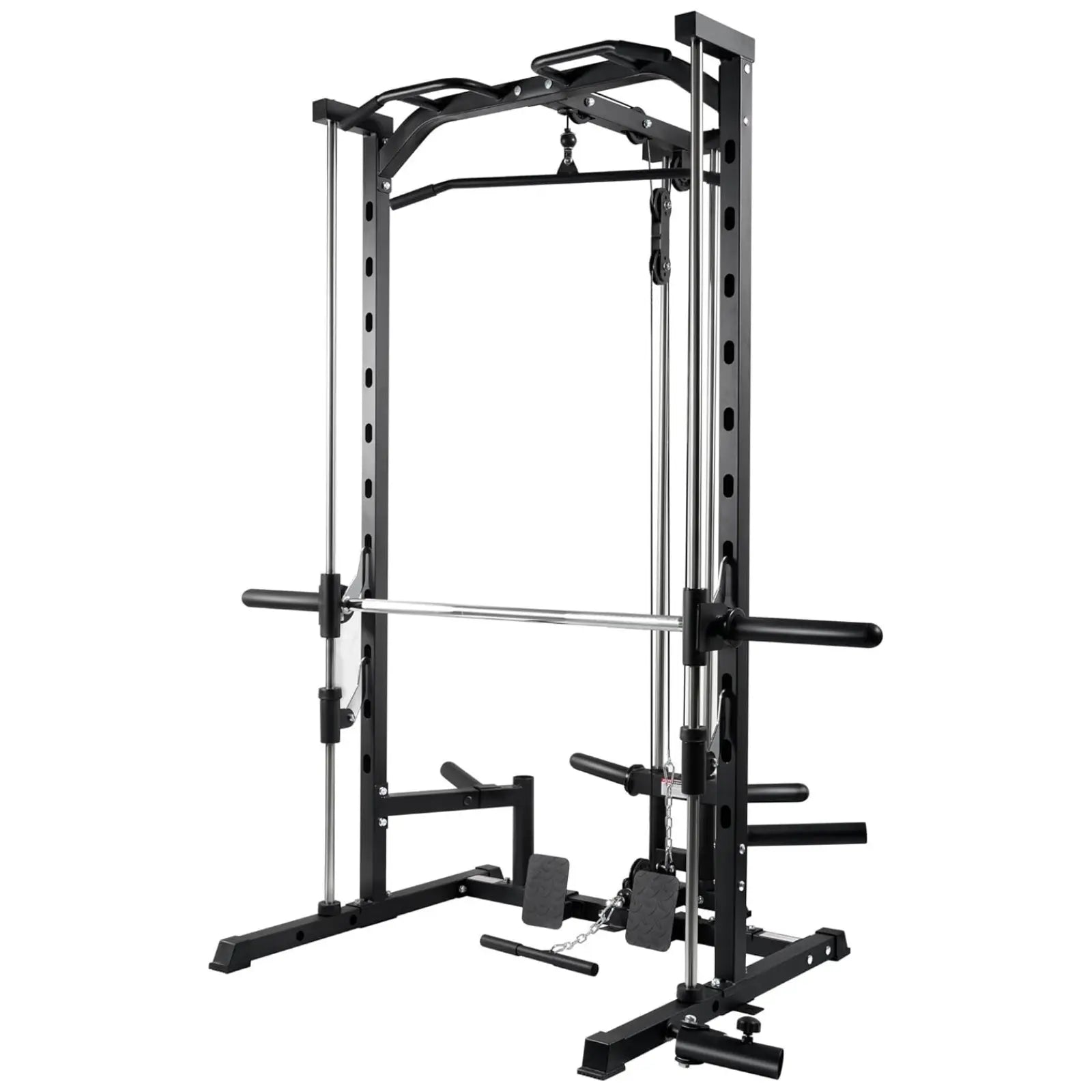 RitFit Smith Machine Power Rack with LAT-Pull Down System, Landmine, Barbell Bar, Plate Storage Pegs and More Training Attachment