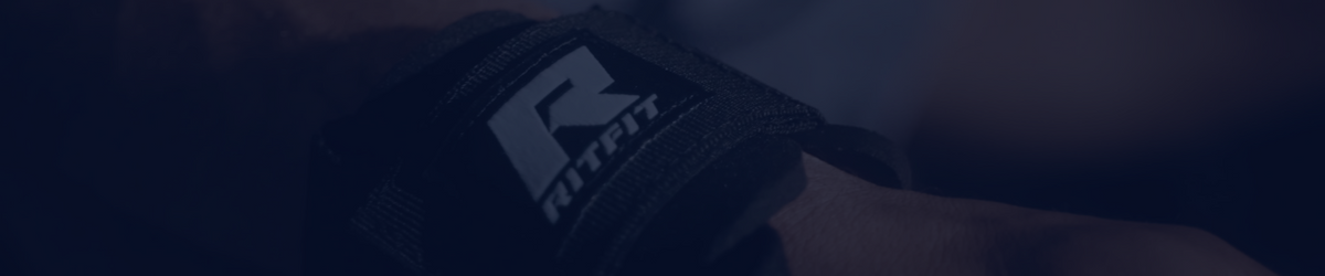 Black velcro wrist strap withwhite R logo on arm