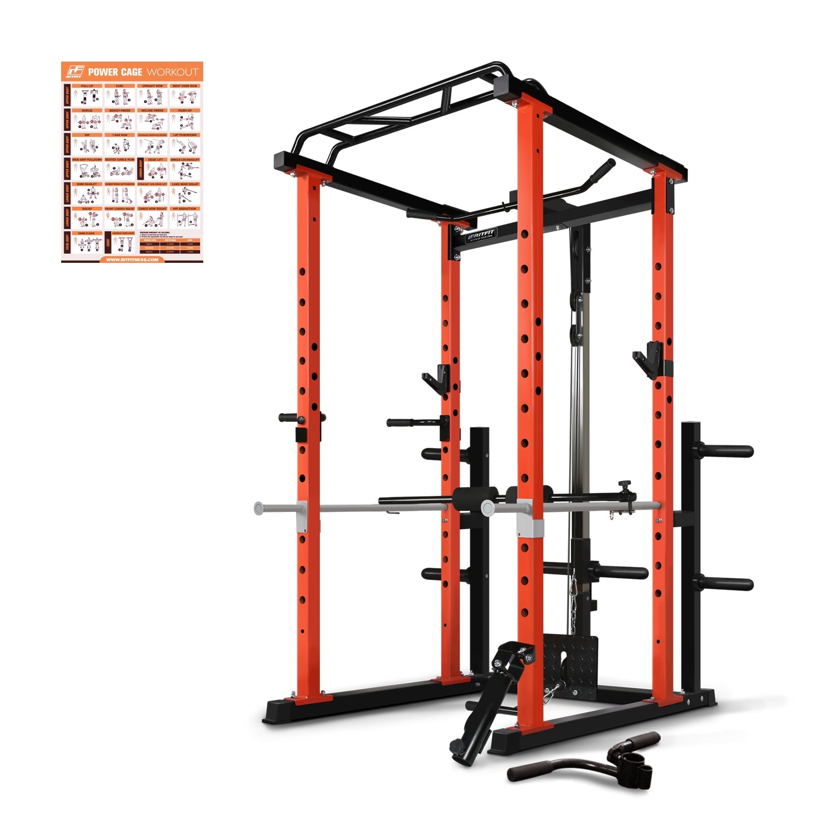 RitFit PPC02 1000lbs Power Cage with Lat Pulldown for Home Gym