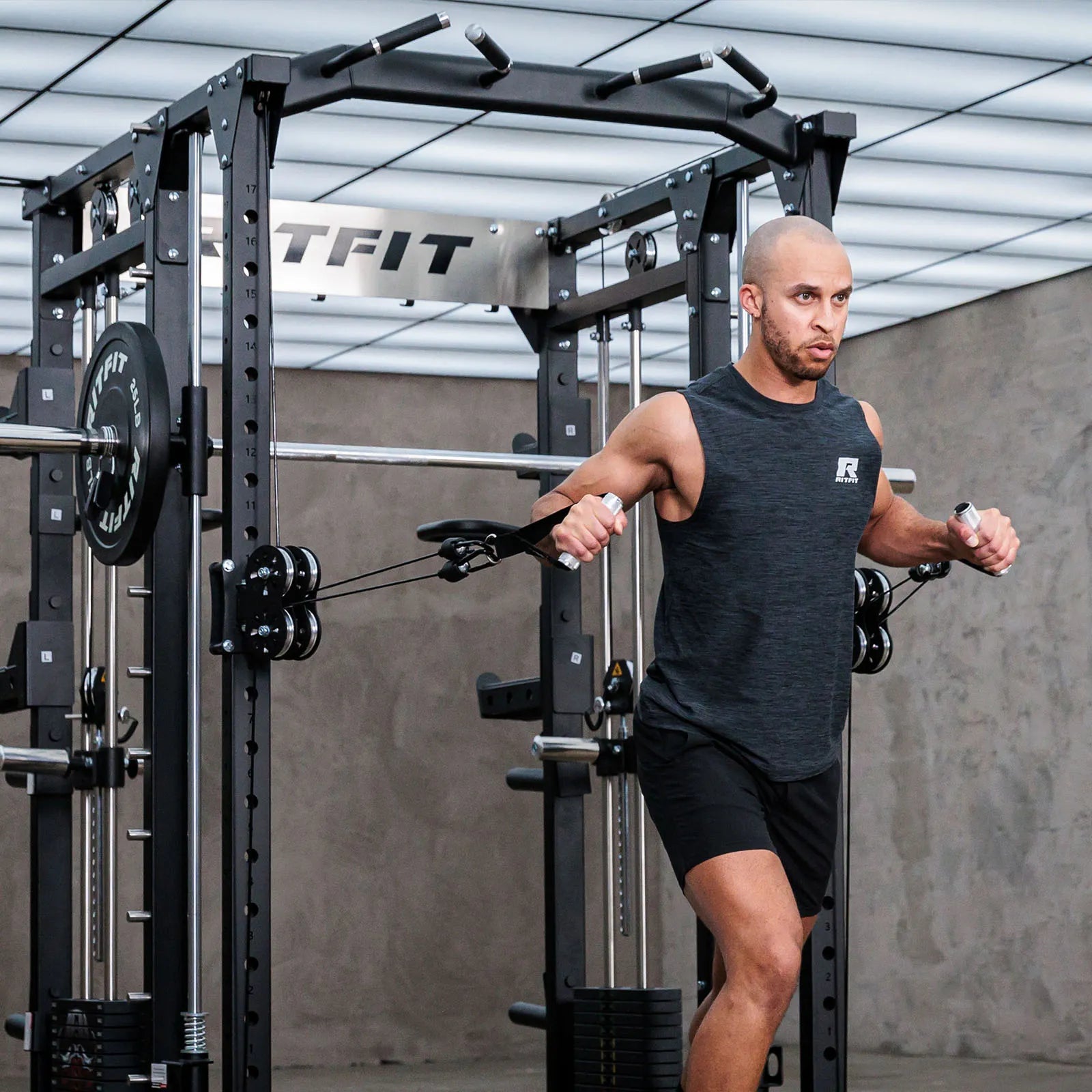RitFit Buffalo Wild Smith Machine with Adjustable Dual Cable System