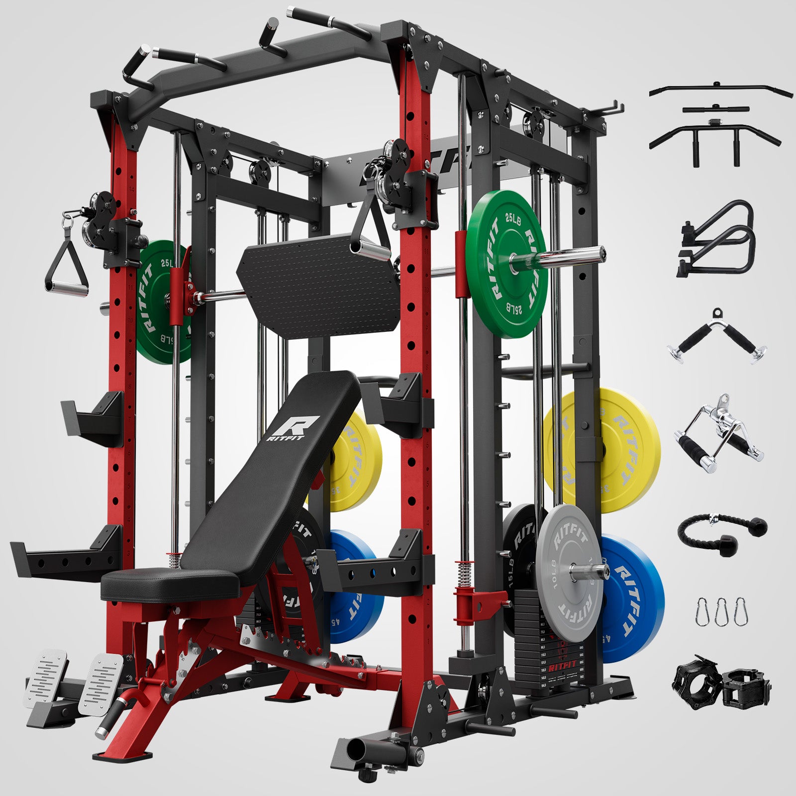 RitFit BUFFALO Pro Smith Machine Home Gym Package with Lat Pull Down - RitFit