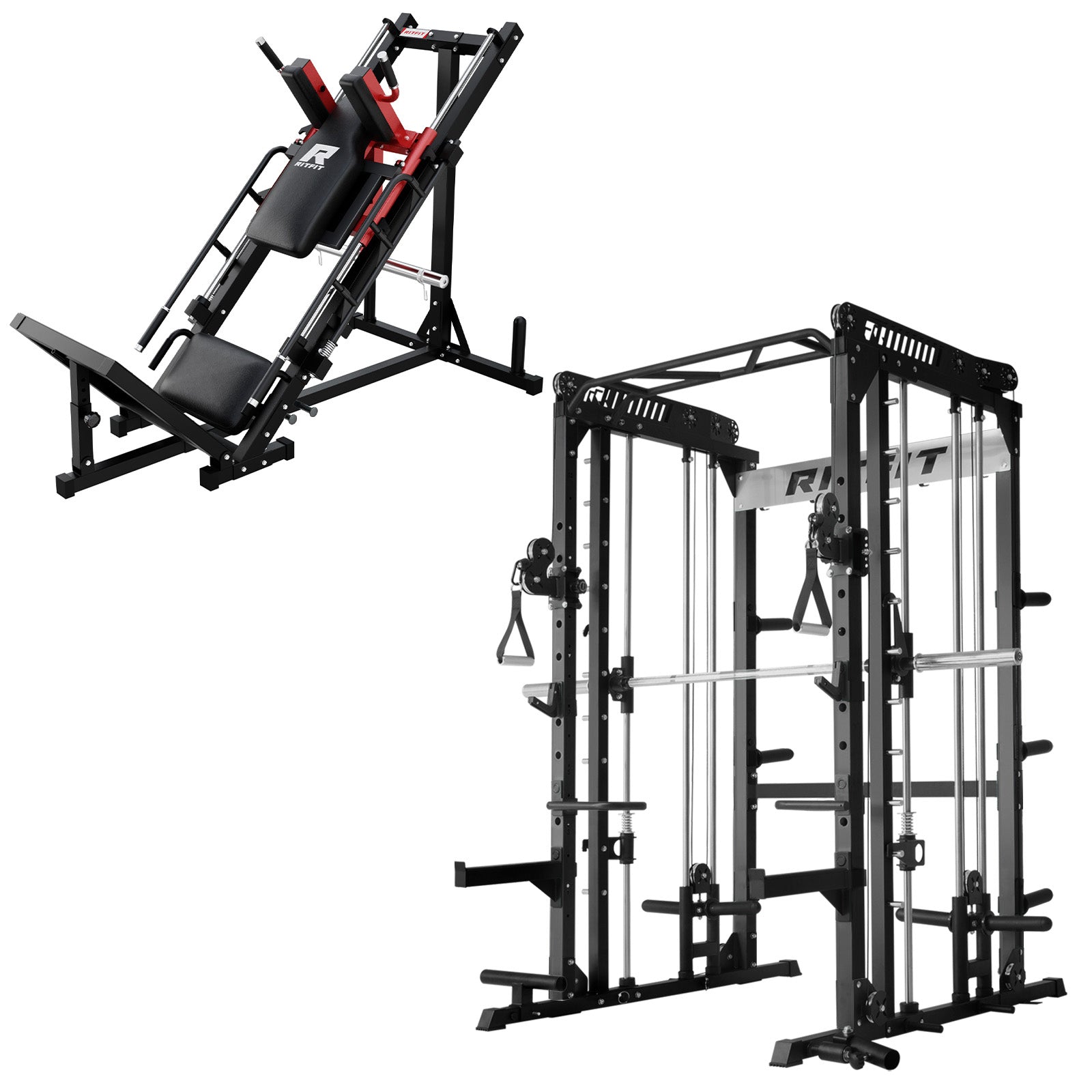 RitFit M1 PRO Smith Machine with Cable Crossover and BLP01 Leg Press Hack Squat Package for Home Gym - RitFit
