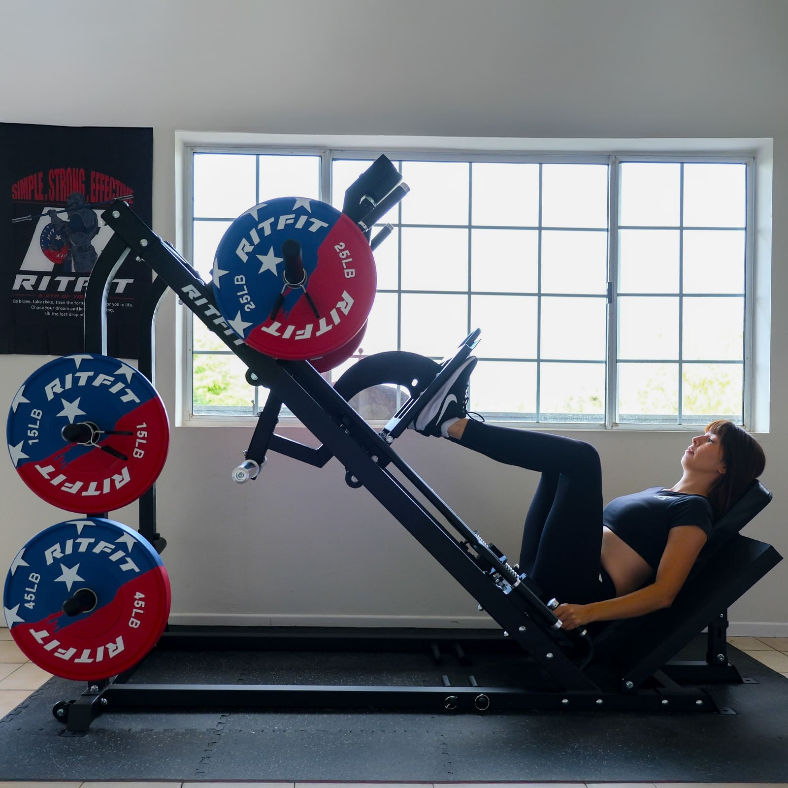 RitFit Gazelle 3-in-1 Leg Press and Hack Squat Machine for home gym, showing sturdy strength training equipment with adjustable components.