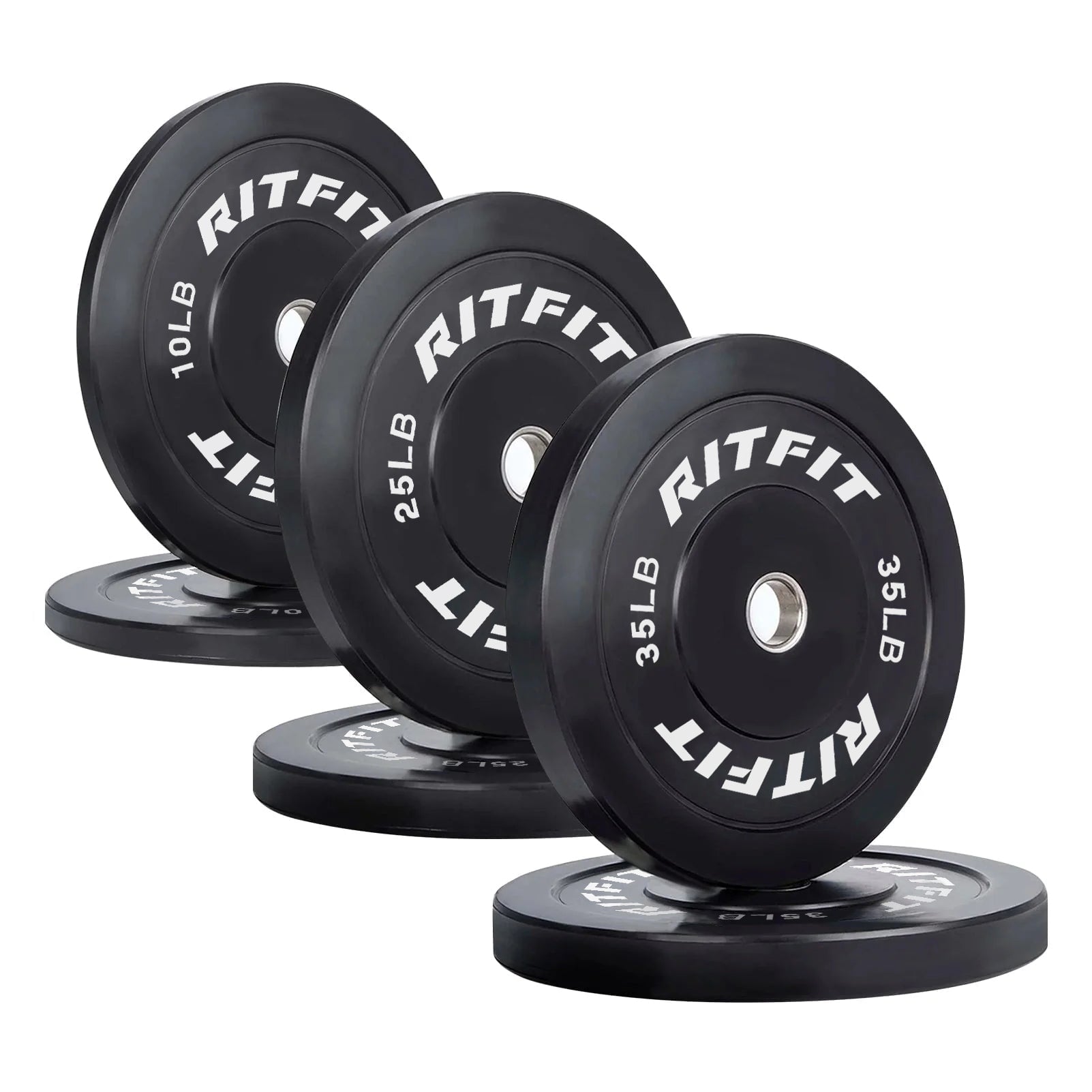 RitFit Bumper Plates Olympic Rubber Weight Plates, 2-inch Bars&Plates RitFit 140LB SET 