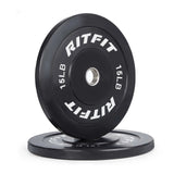 RitFit Bumper Plates Olympic Rubber Weight Plates, 2-inch Bars&Plates RitFit 15LB Pair 