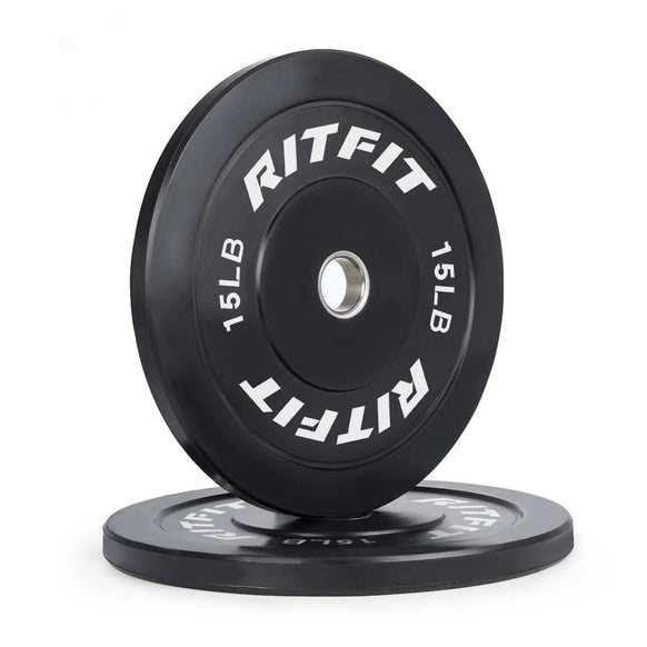 RitFit Bumper Plates Olympic Rubber Weight Plates, 2-inch Bars&Plates RitFit 15LB Pair 