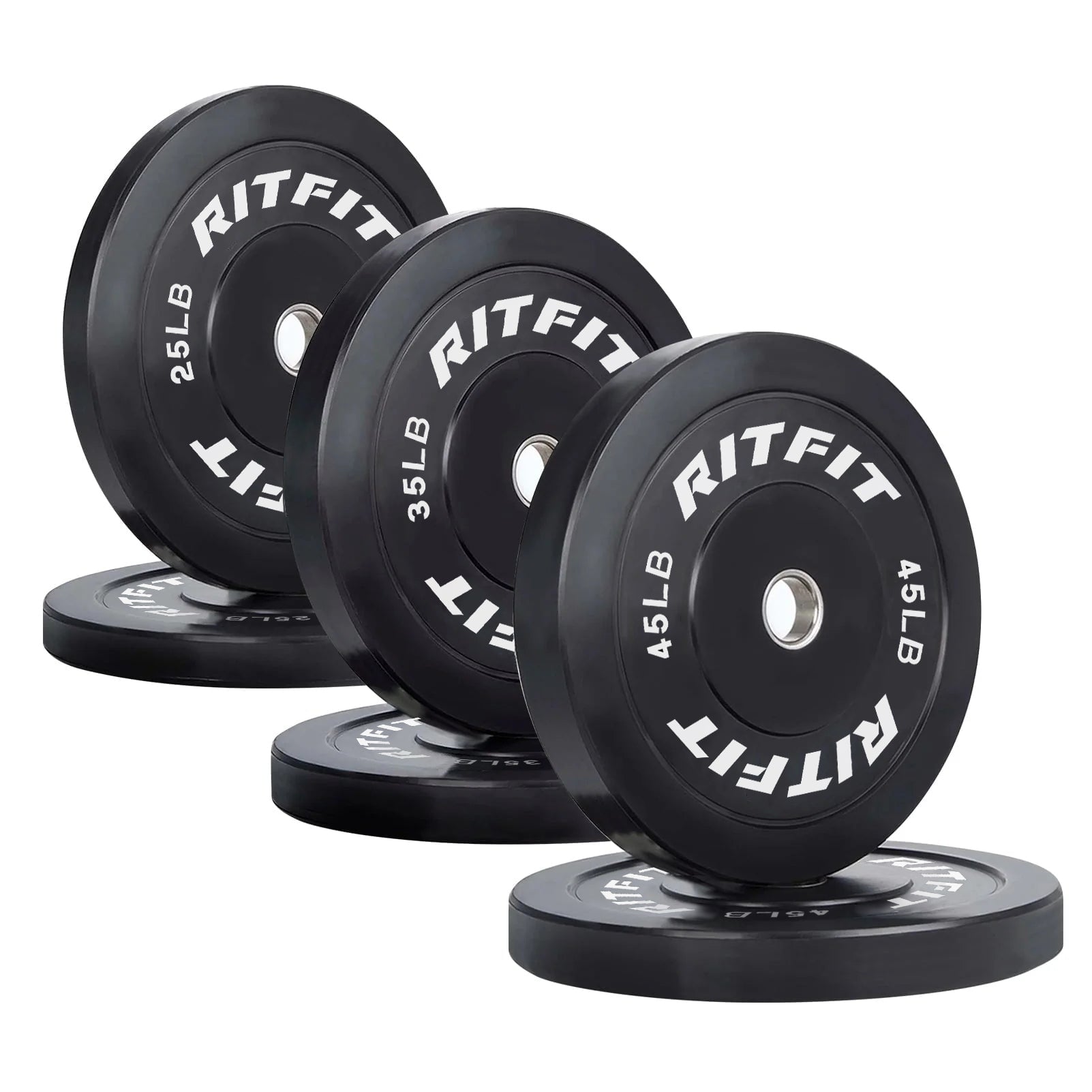 RitFit Bumper Plates Olympic Rubber Weight Plates, 2-inch Bars&Plates RitFit 210LB SET 