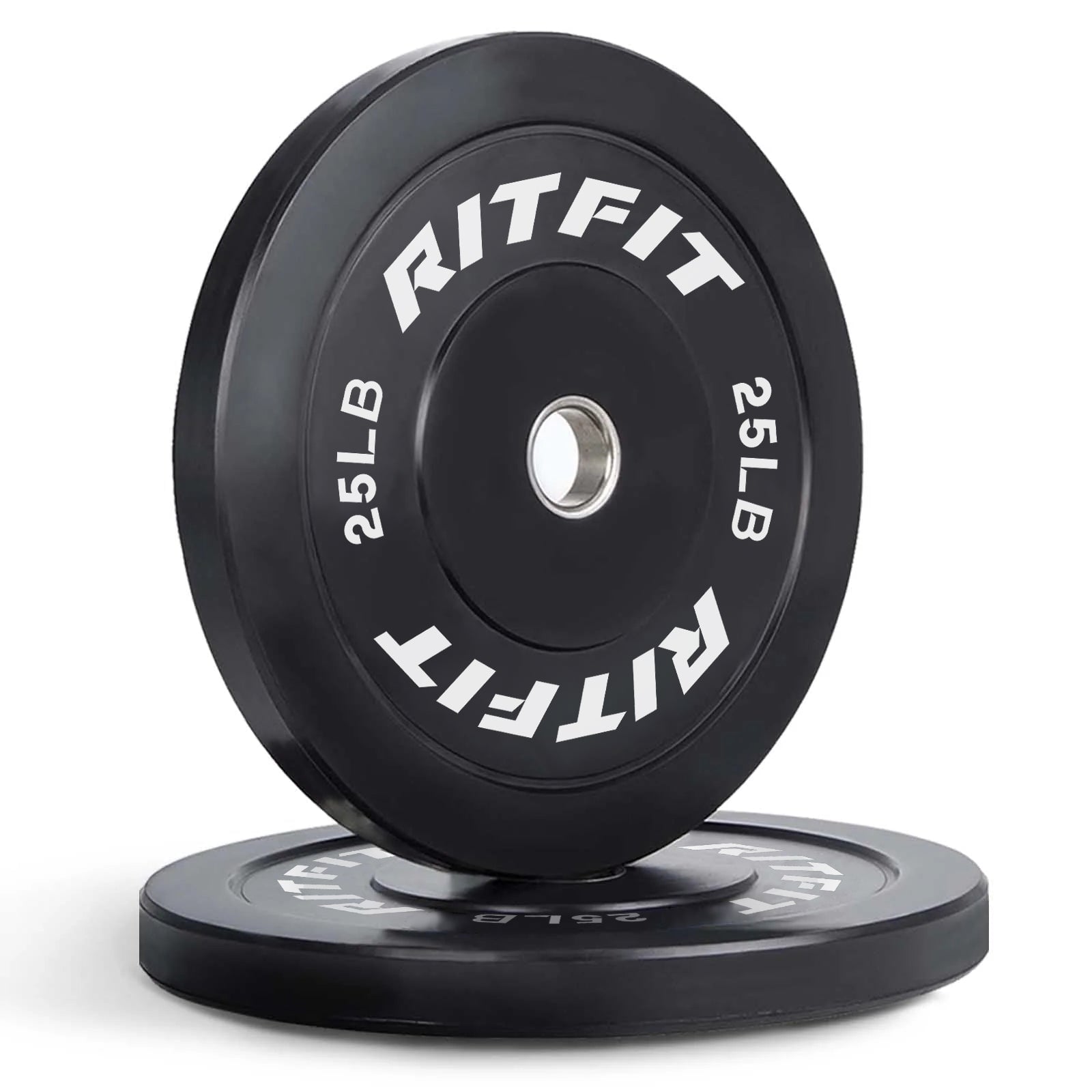 RitFit Bumper Plates Olympic Rubber Weight Plates, 2-inch Bars&Plates RitFit 25LB Pair 