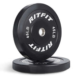 RitFit Bumper Plates Olympic Rubber Weight Plates, 2-inch Bars&Plates RitFit 45LB Pair 
