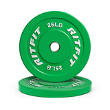 RitFit Color Bumper Plates Olympic 2-Inch Rubber Exercise & Fitness RitFit 25LB Pair 